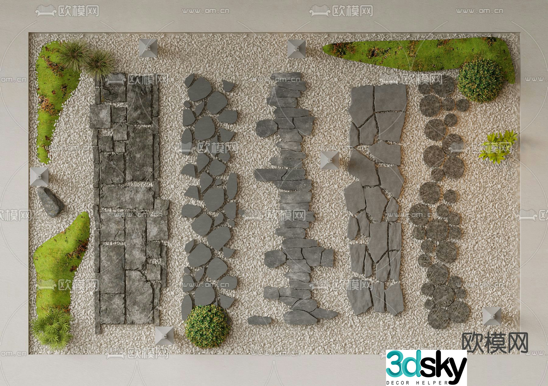 Modern landscape paving garden paving 3D model