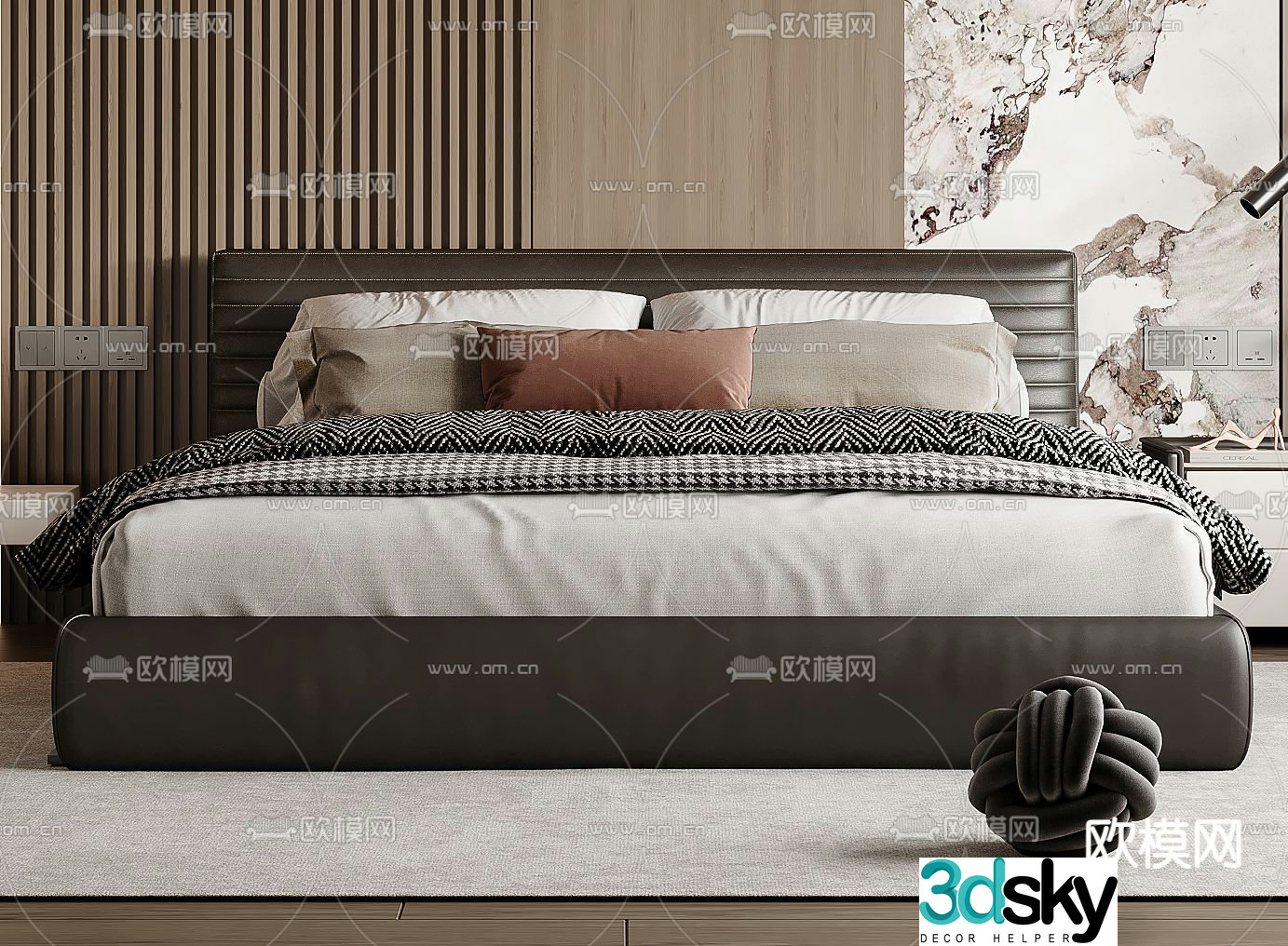 Italian double bed 3d model