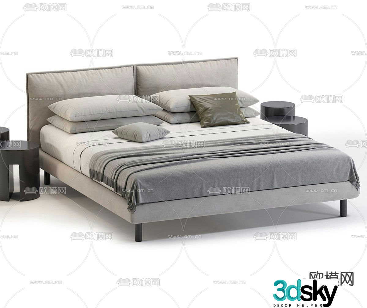 Modern double bed 3d model