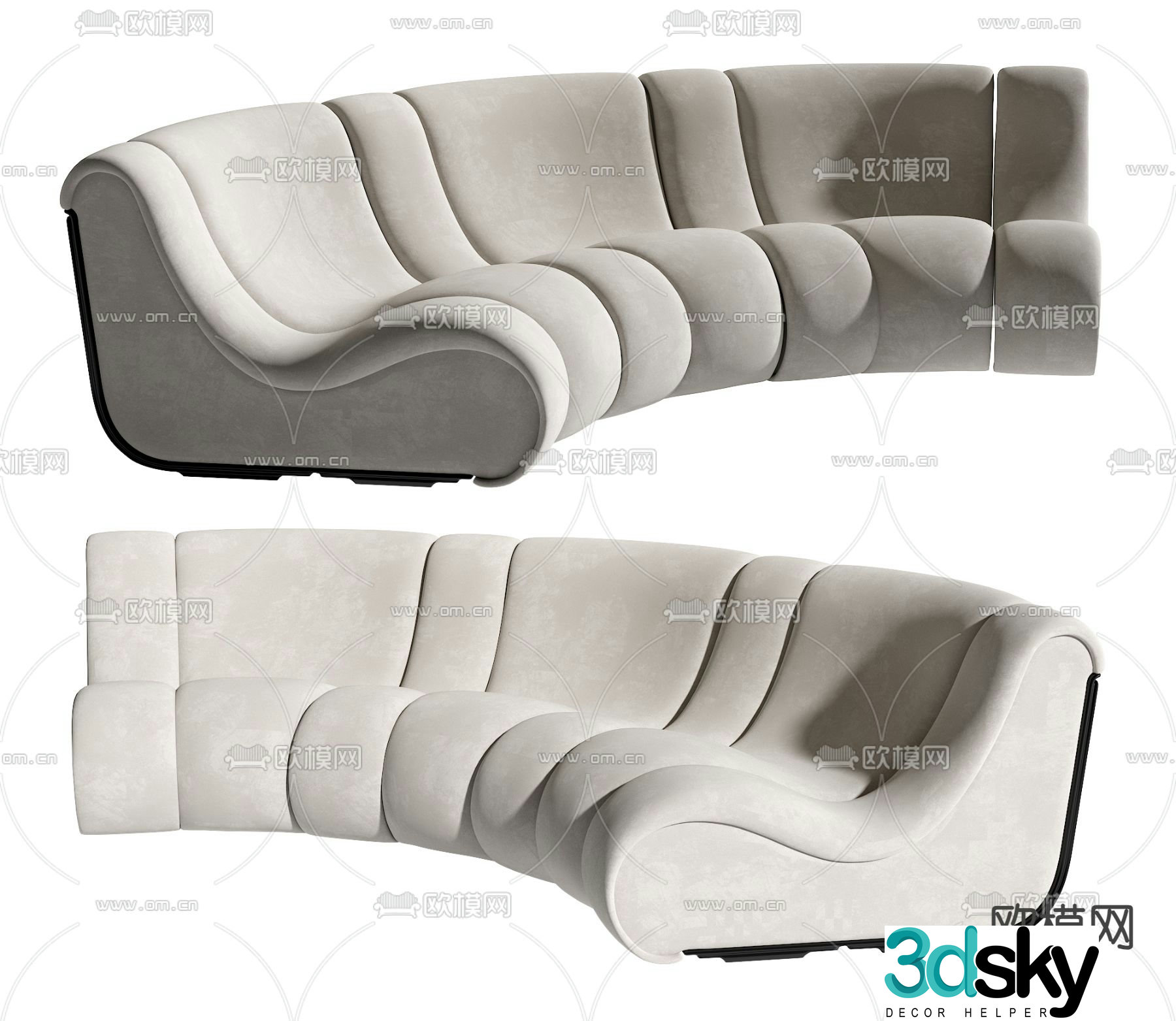 Curved sofa multi-person sofa 3d model