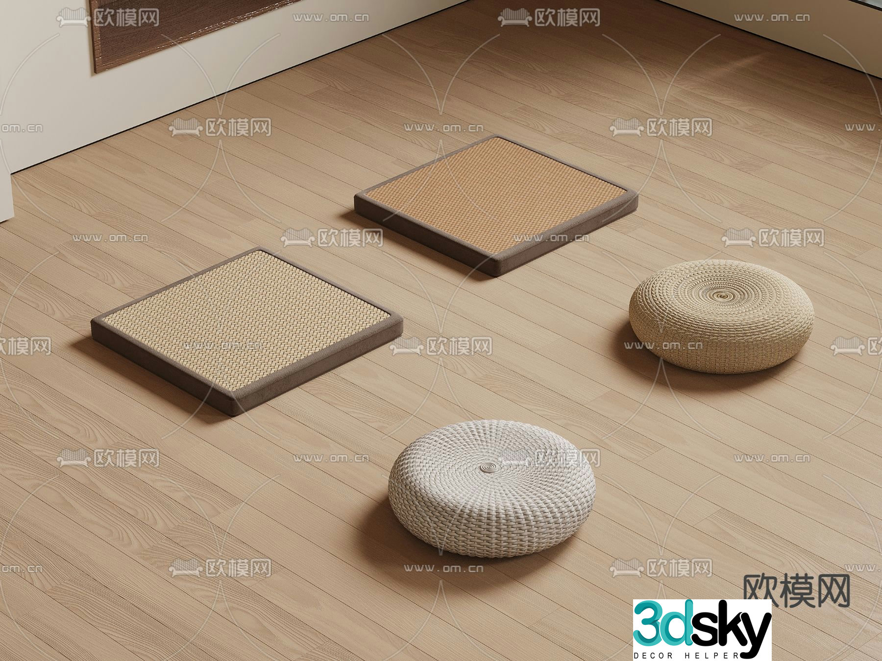 New Chinese futon cushion 3d model