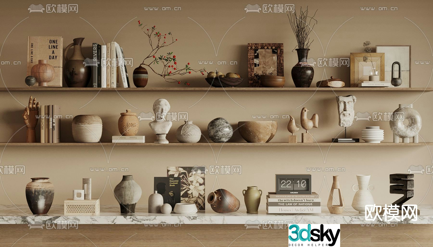 Wabisa decoration ornaments ceramic jars vases 3d model