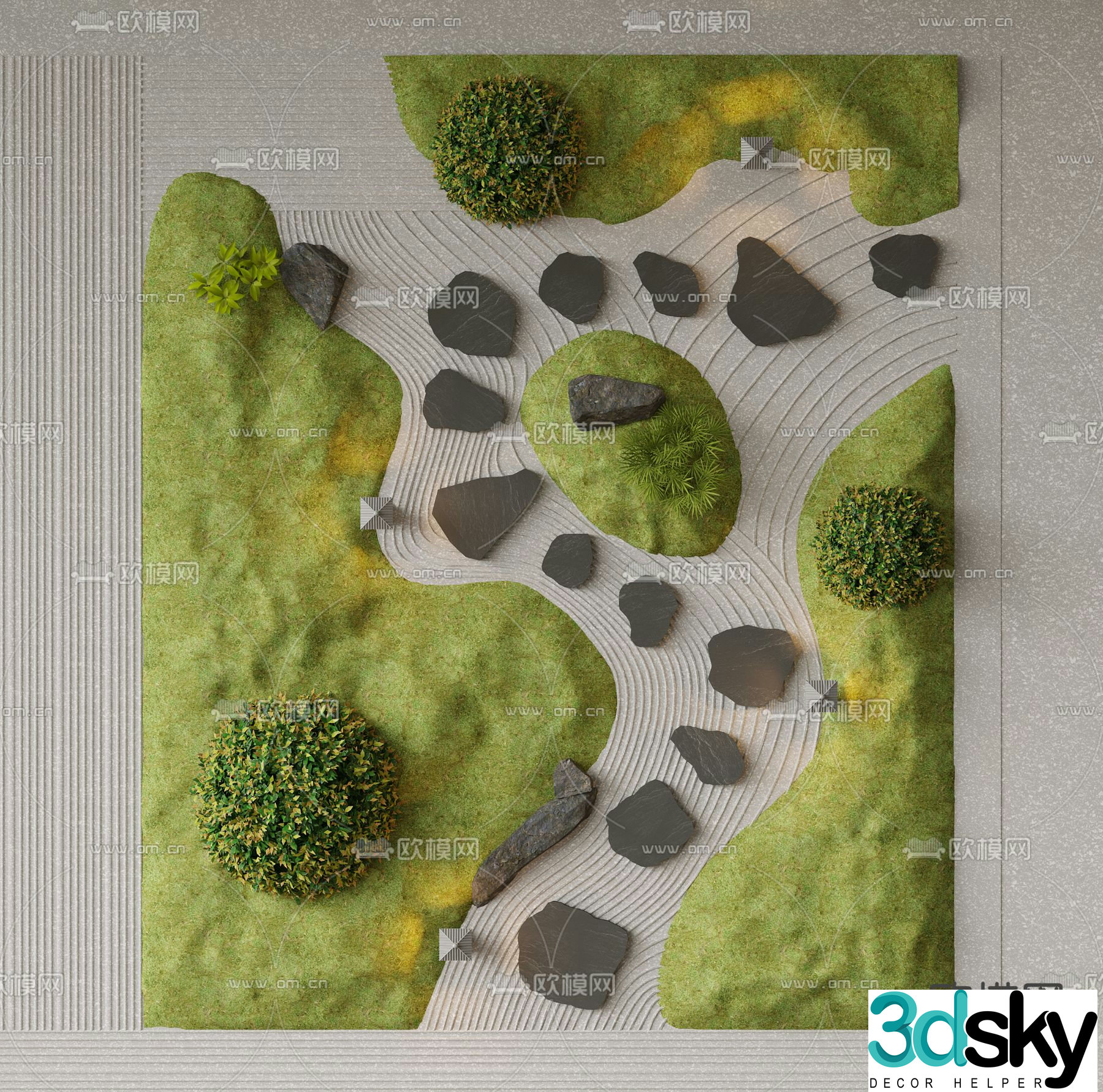 Modern landscape paving garden paving 3D model