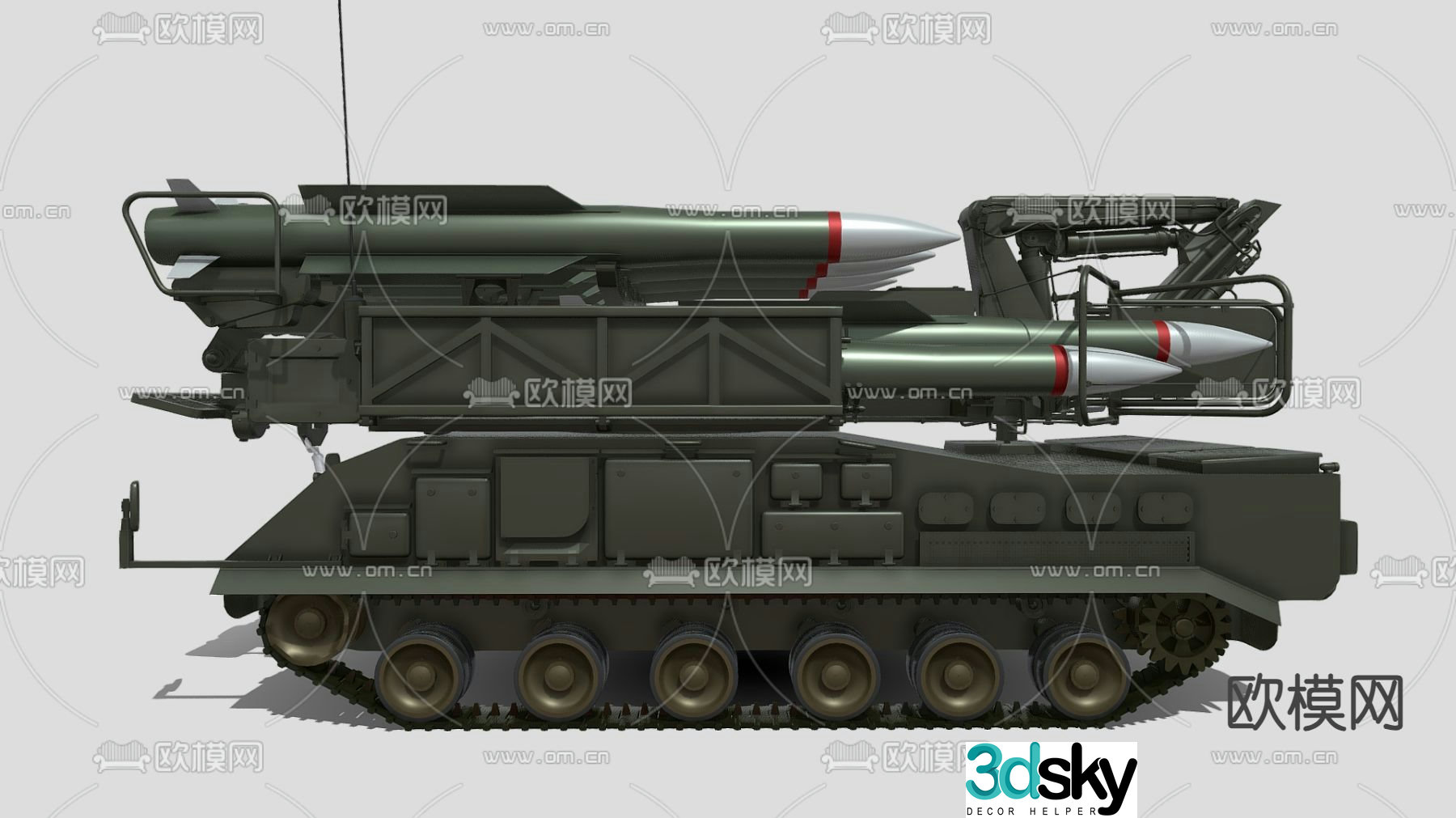 Modern vehicle mounted rocket 3d model