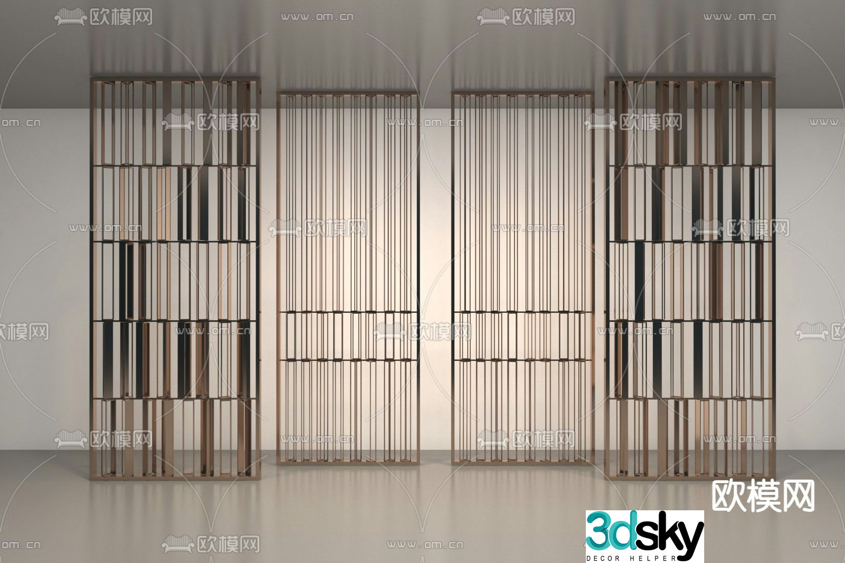 Light luxury partition metal partition 3D model