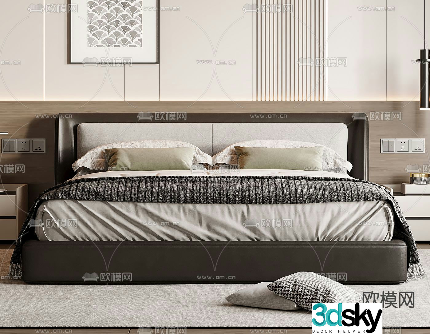 Italian double bed 3d model