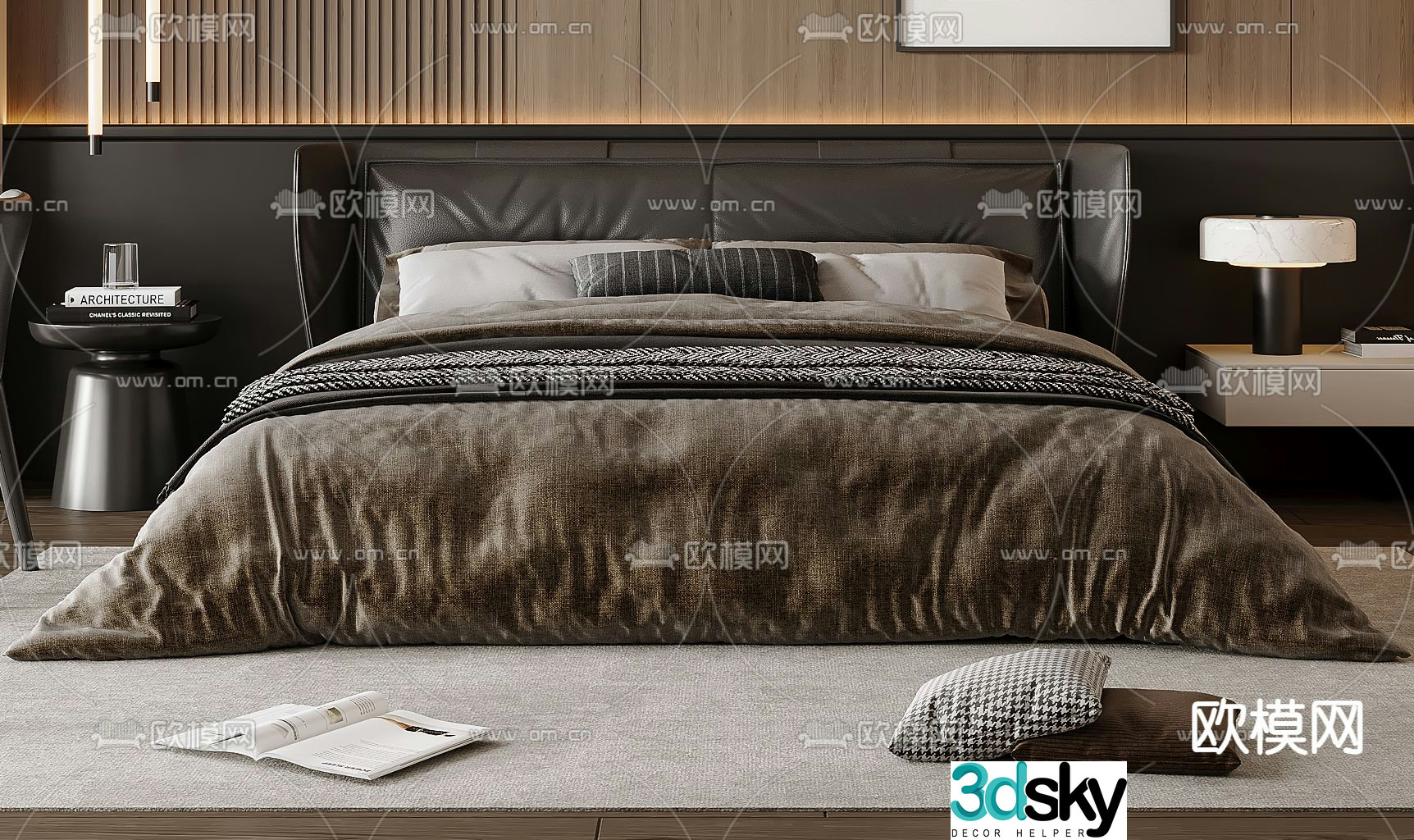 Italian double bed 3d model