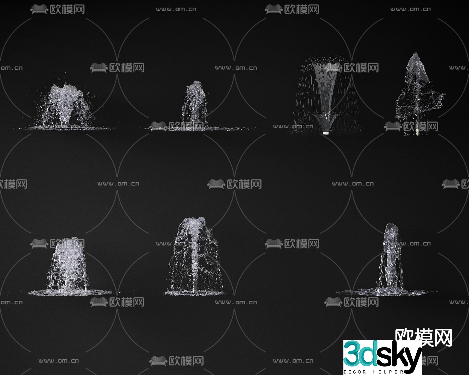 fountain flowing water falling water 3d model