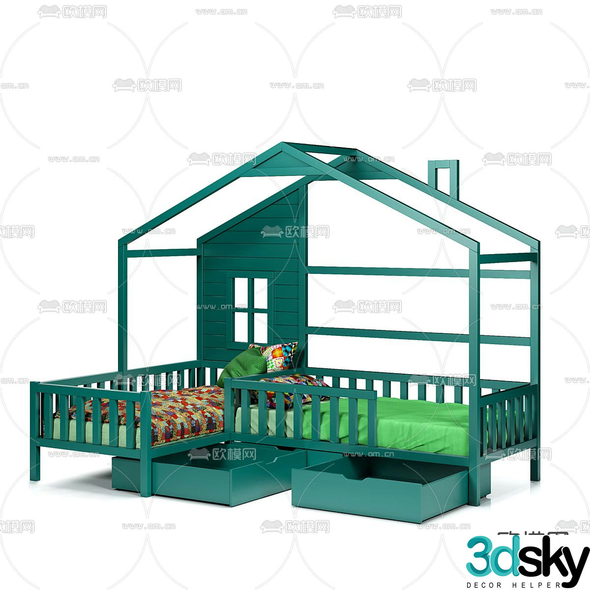 Modern children’s bed crib 3d model