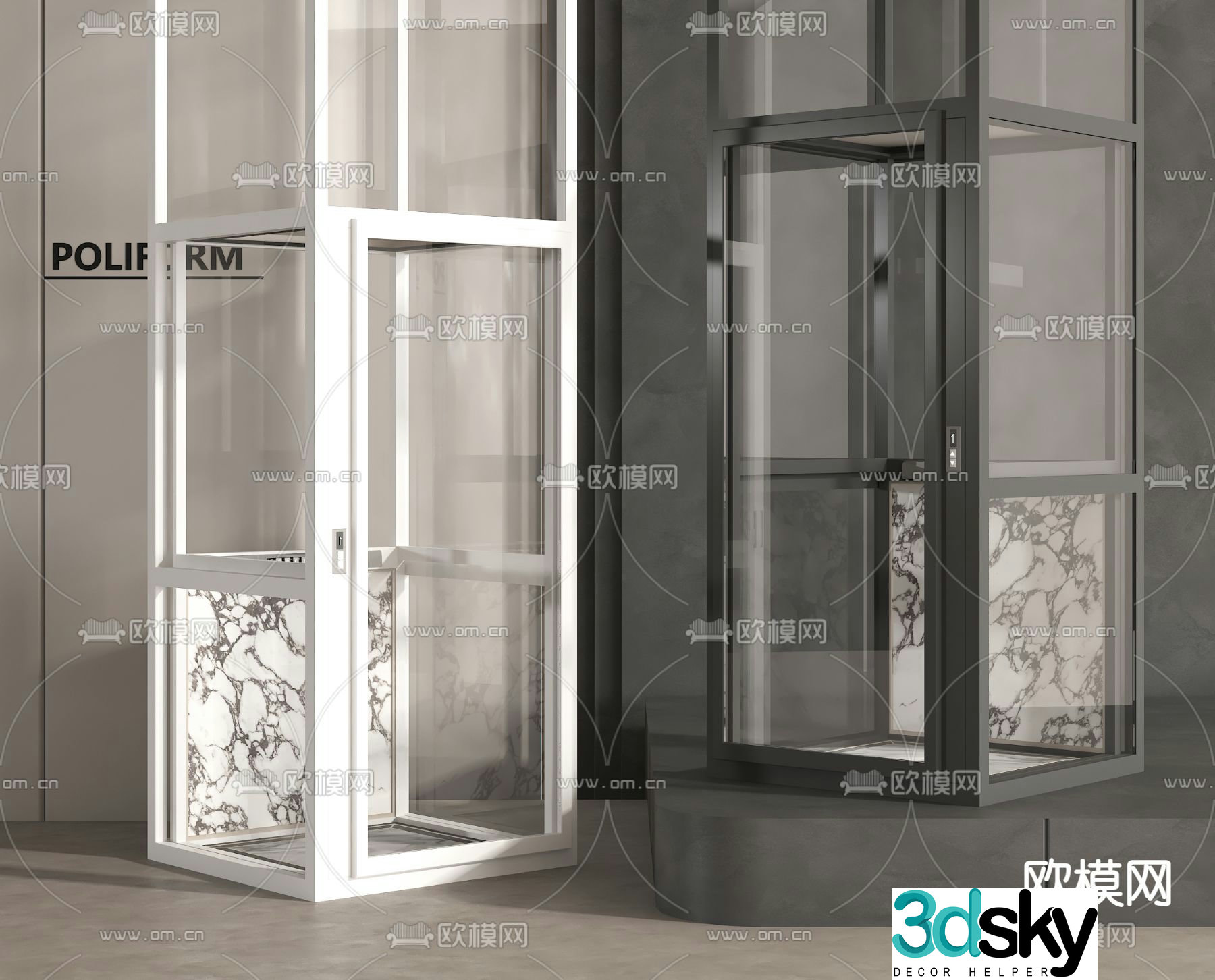 glass elevator sightseeing elevator elevator shaft 3d model