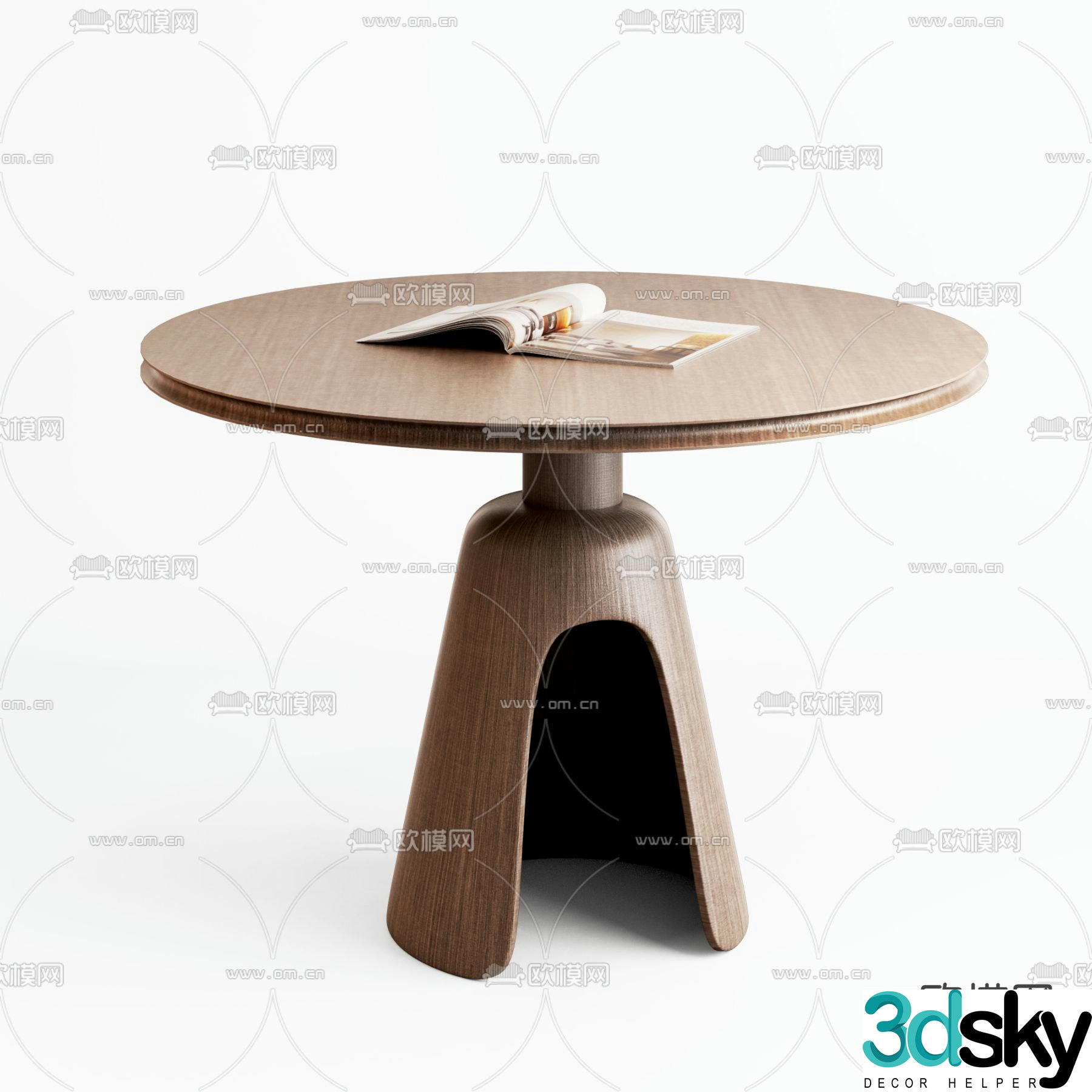 Log dining table round dining table 3d model