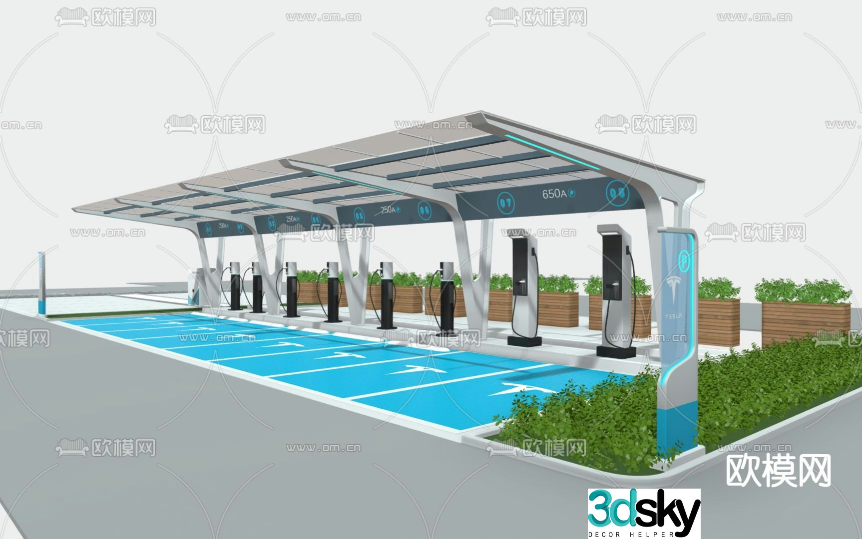 Modern car charging pile charging station 3d model