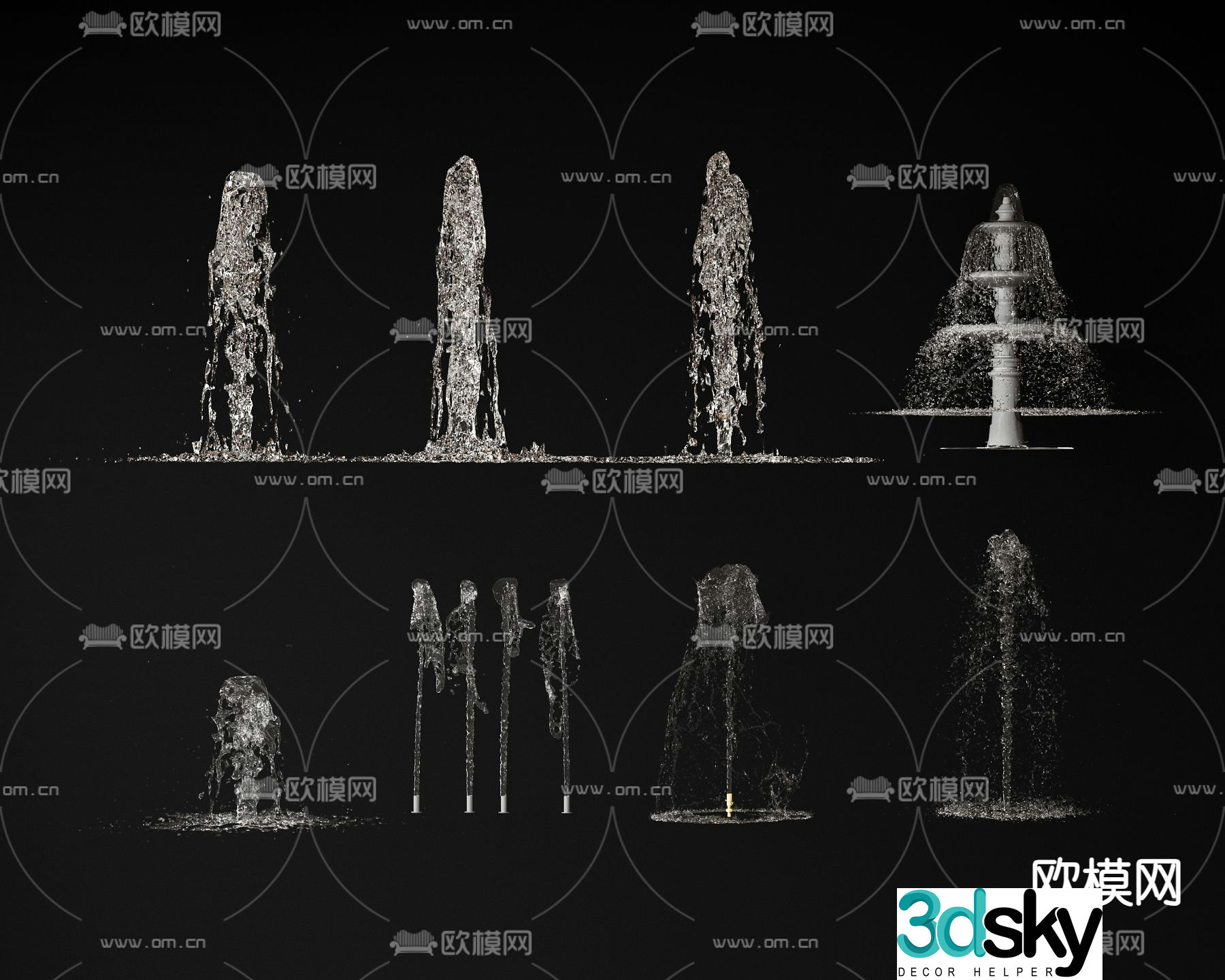 fountain flowing water falling water 3d model