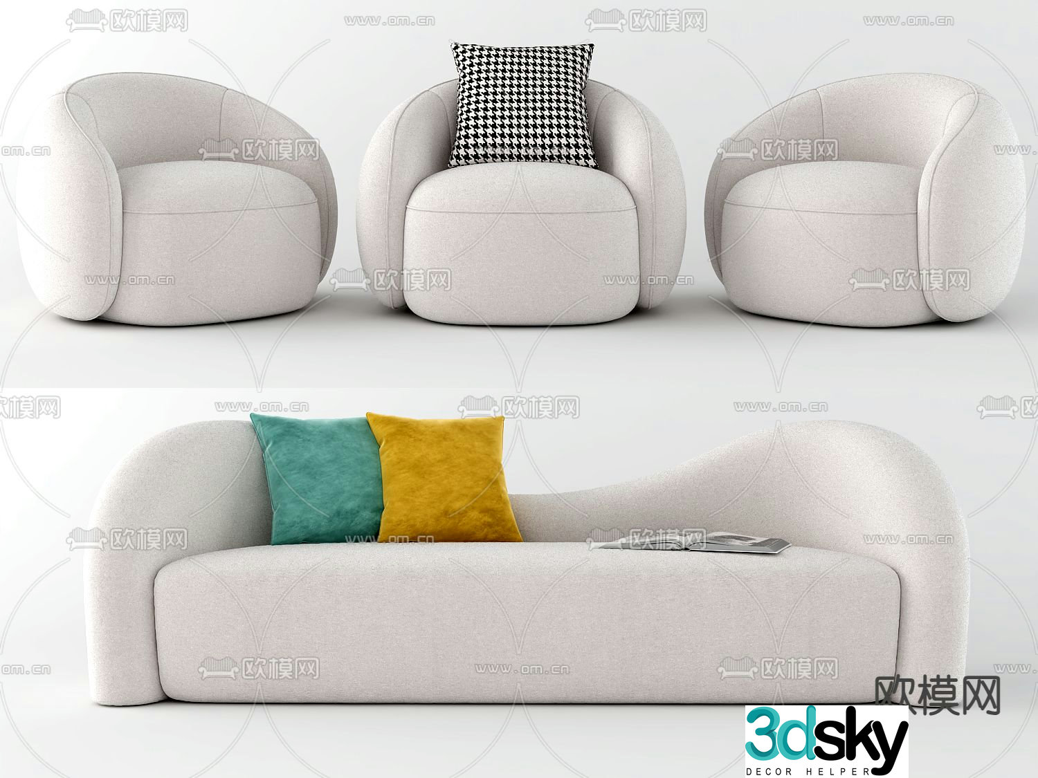 Modern fabric sofa 3d model