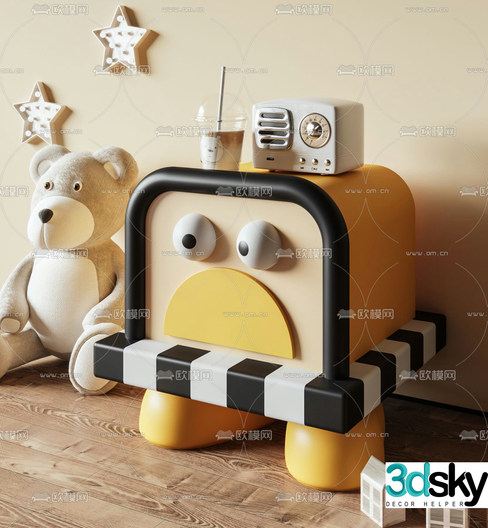 Cartoon side table children’s side table corner table 3D model