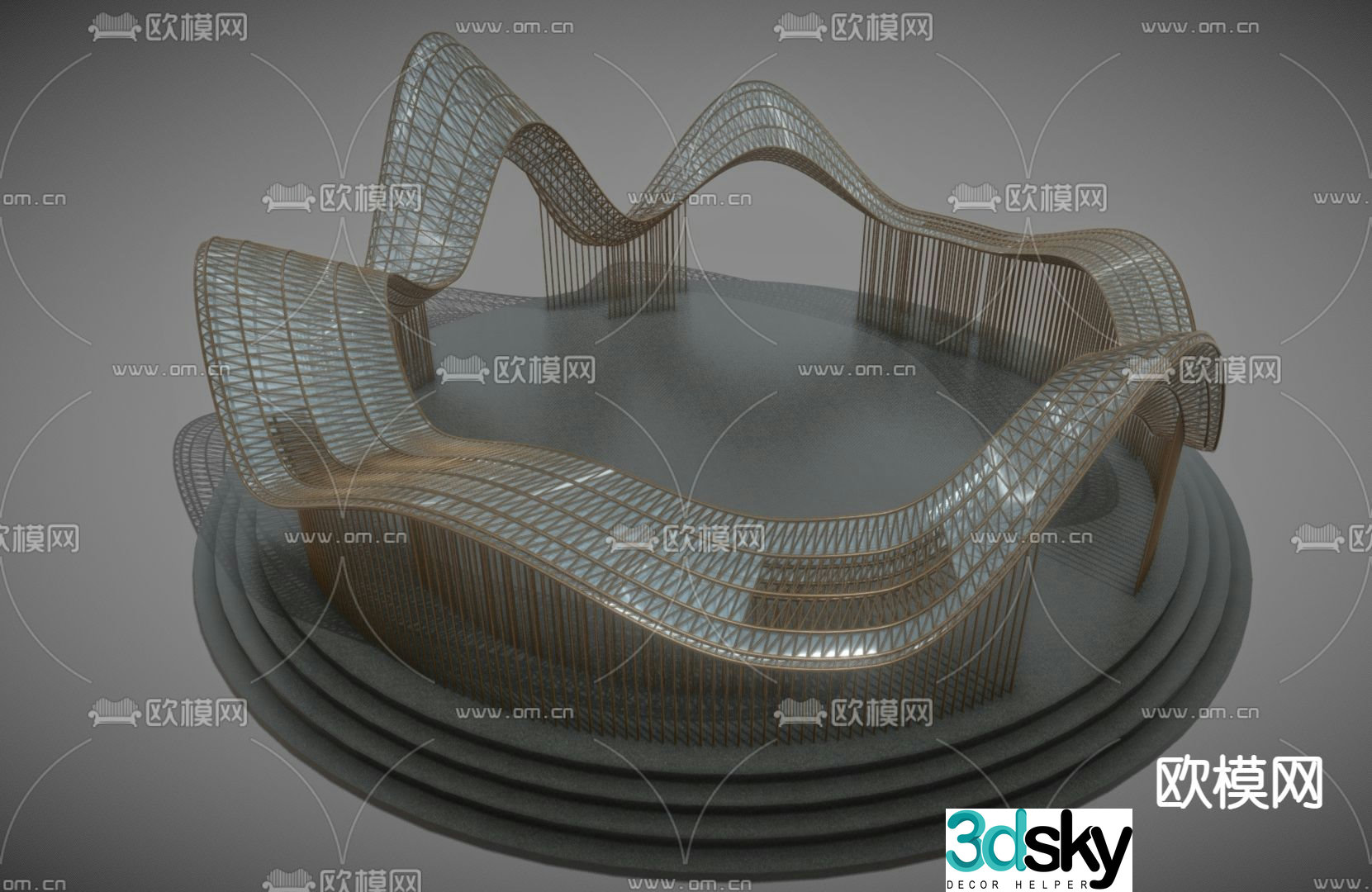 Outdoor corridor landscape corridor 3D model