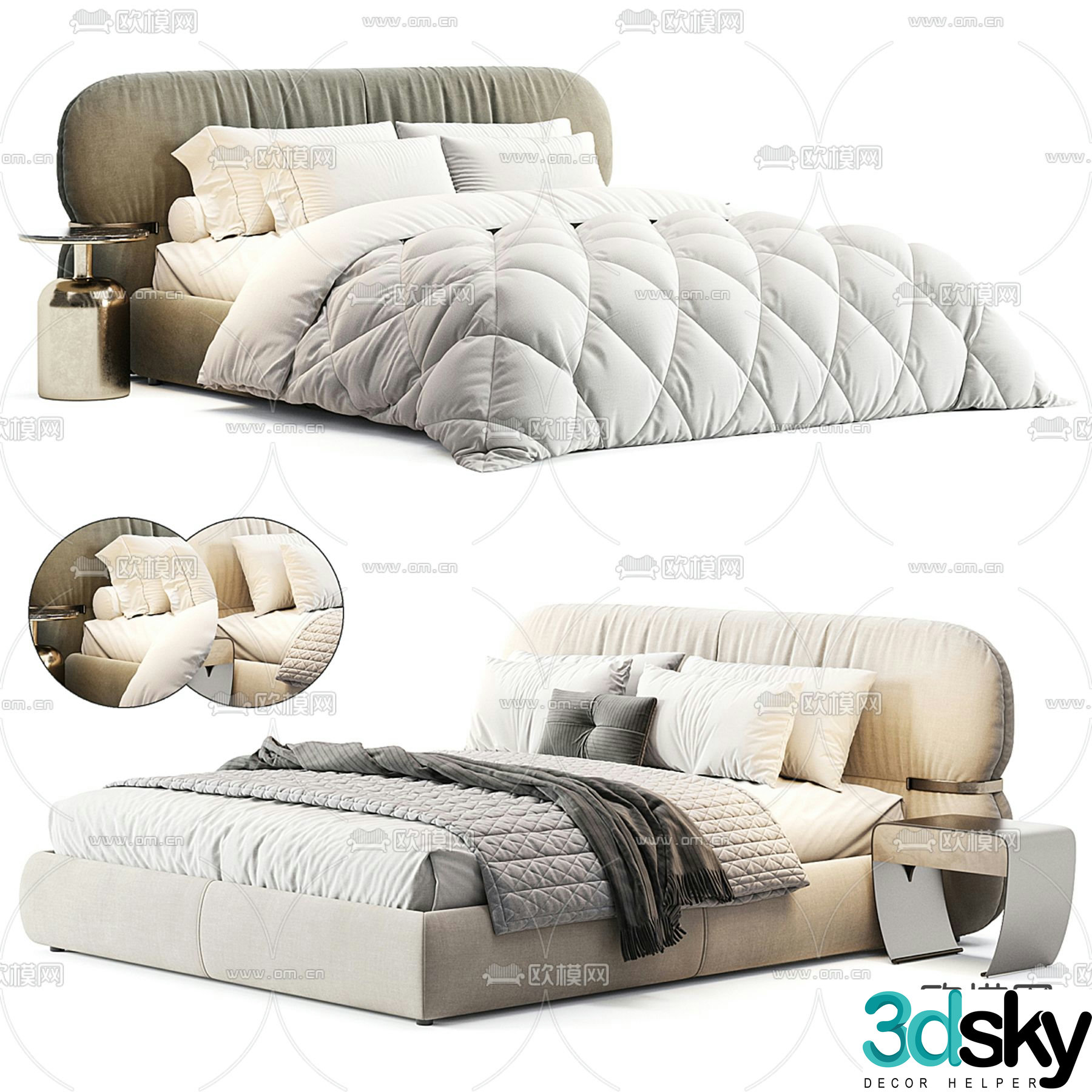 Rugiano modern double bed 3d model