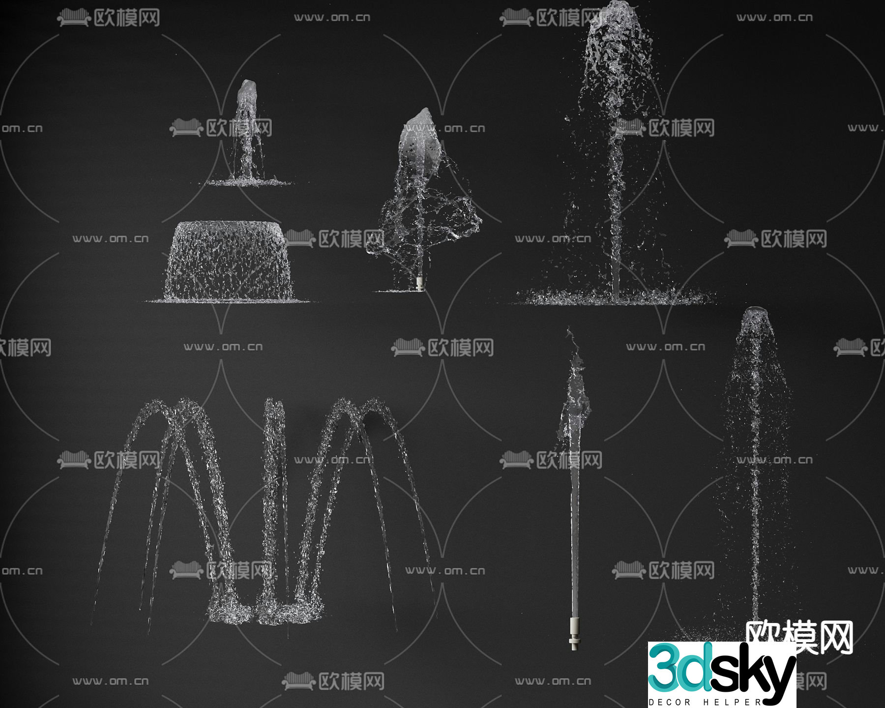 fountain flowing water falling water 3d model