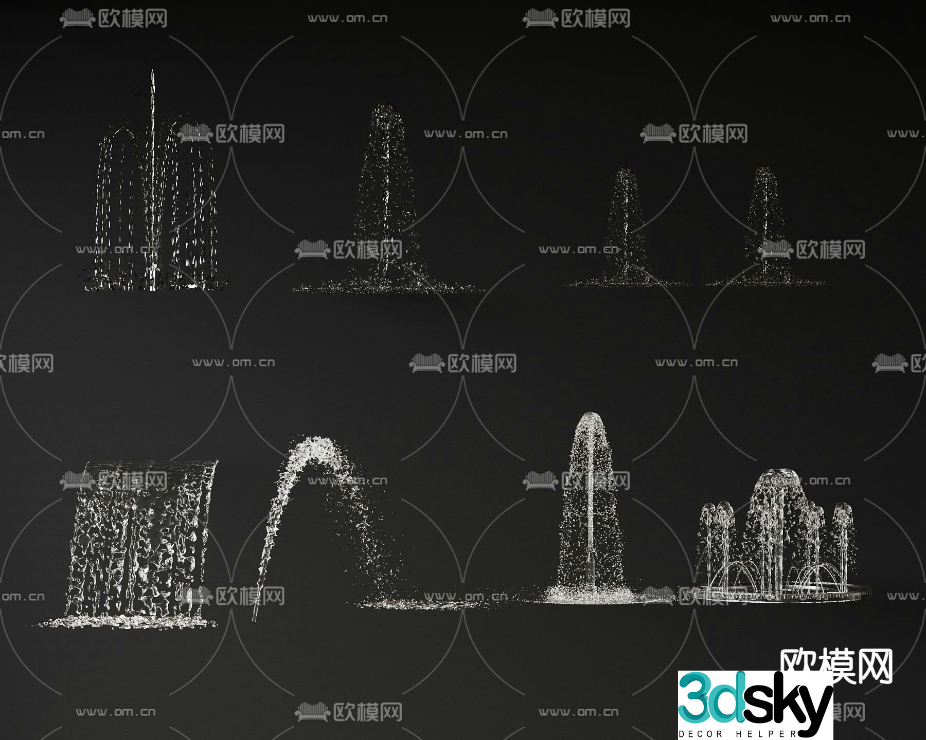 fountain flowing water falling water 3d model