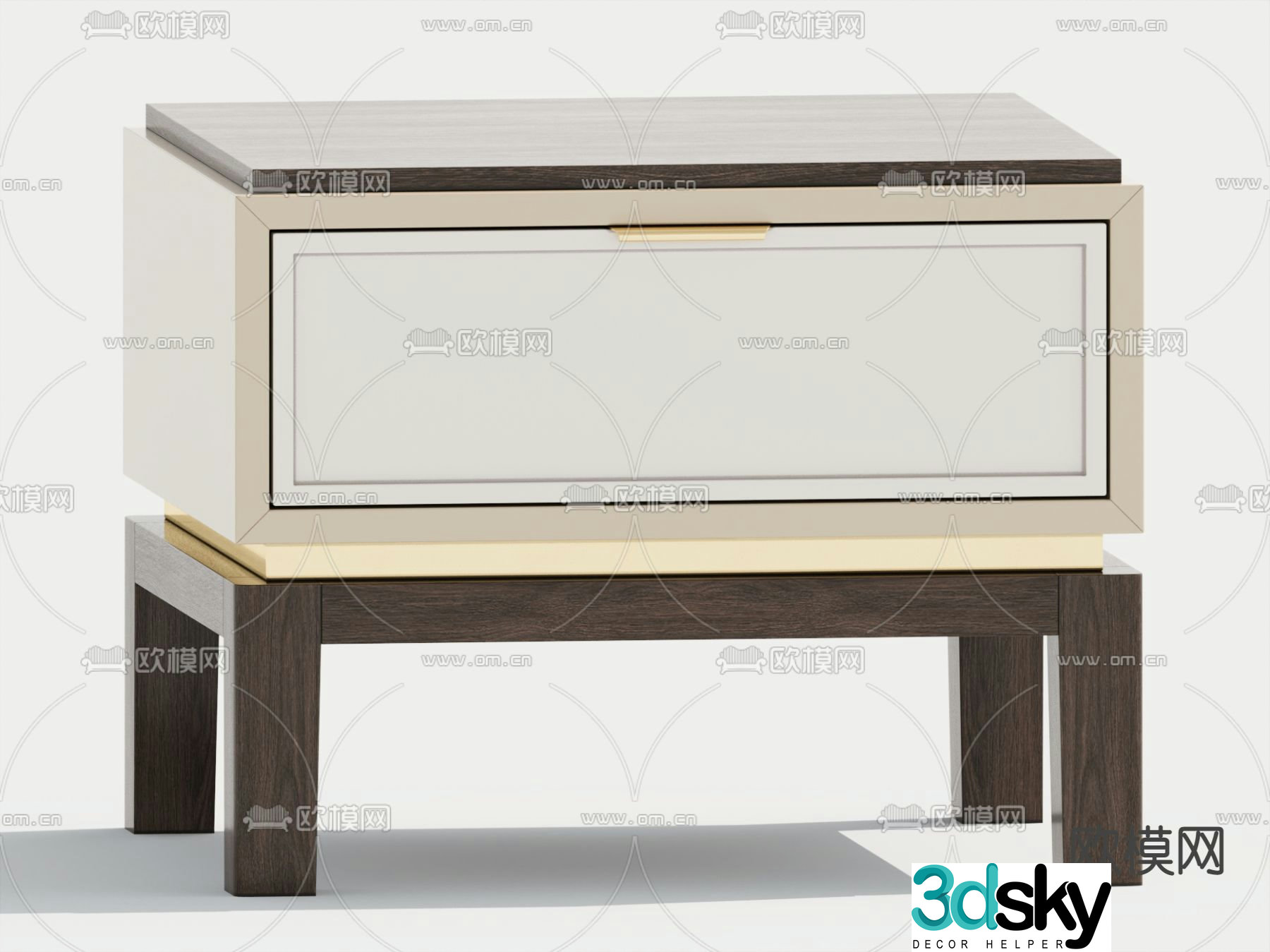 Medieval style bedside table chest 3d model