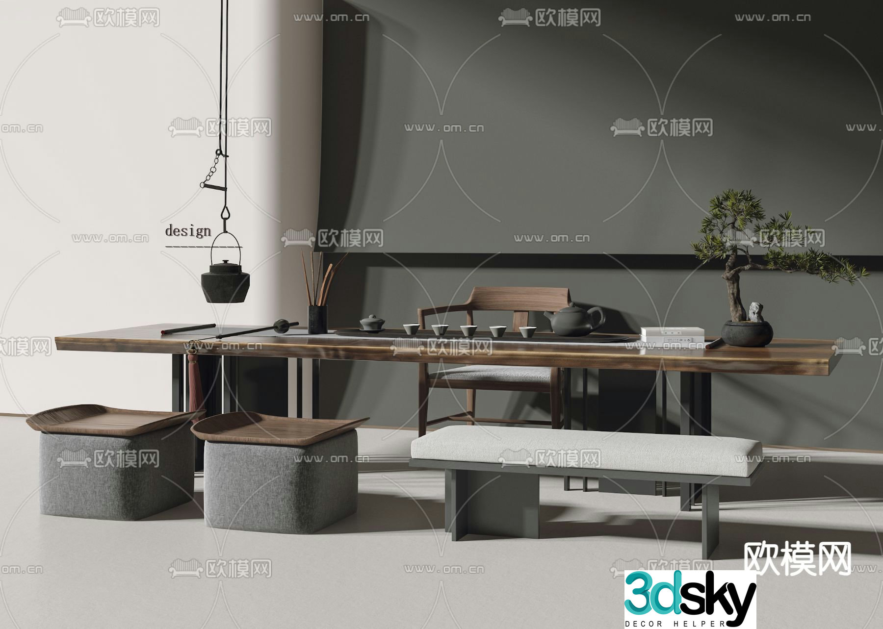 New Chinese tea table tea table 3D model