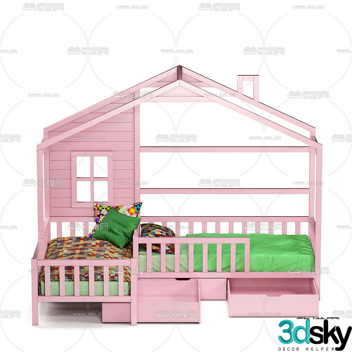 Modern children’s bed crib 3d model