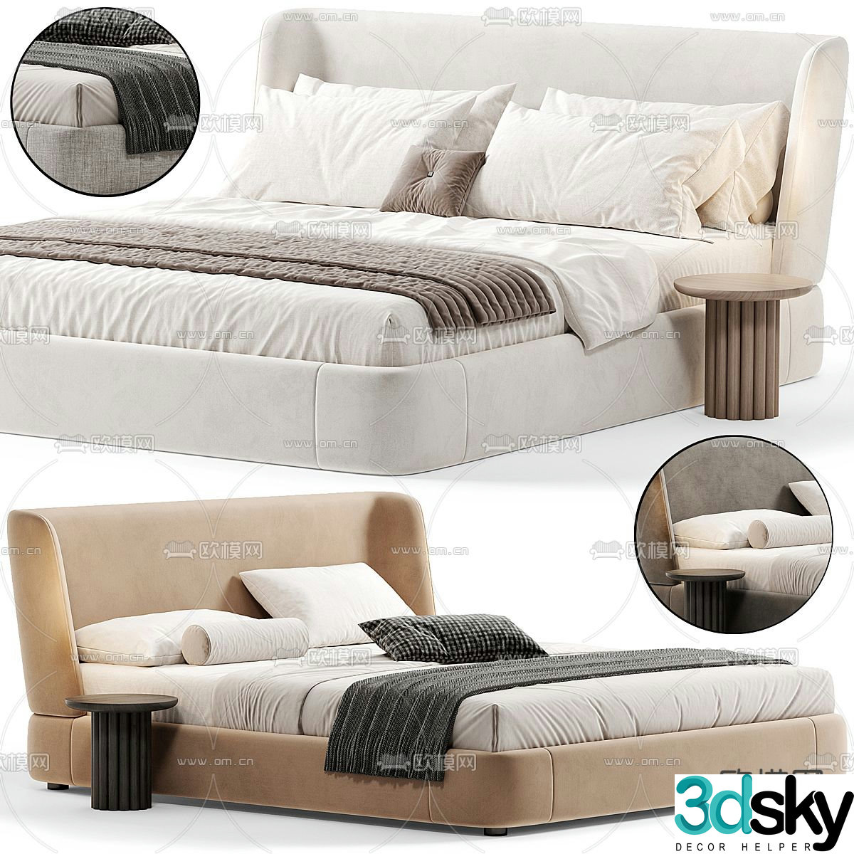 Modern double bed 3d model