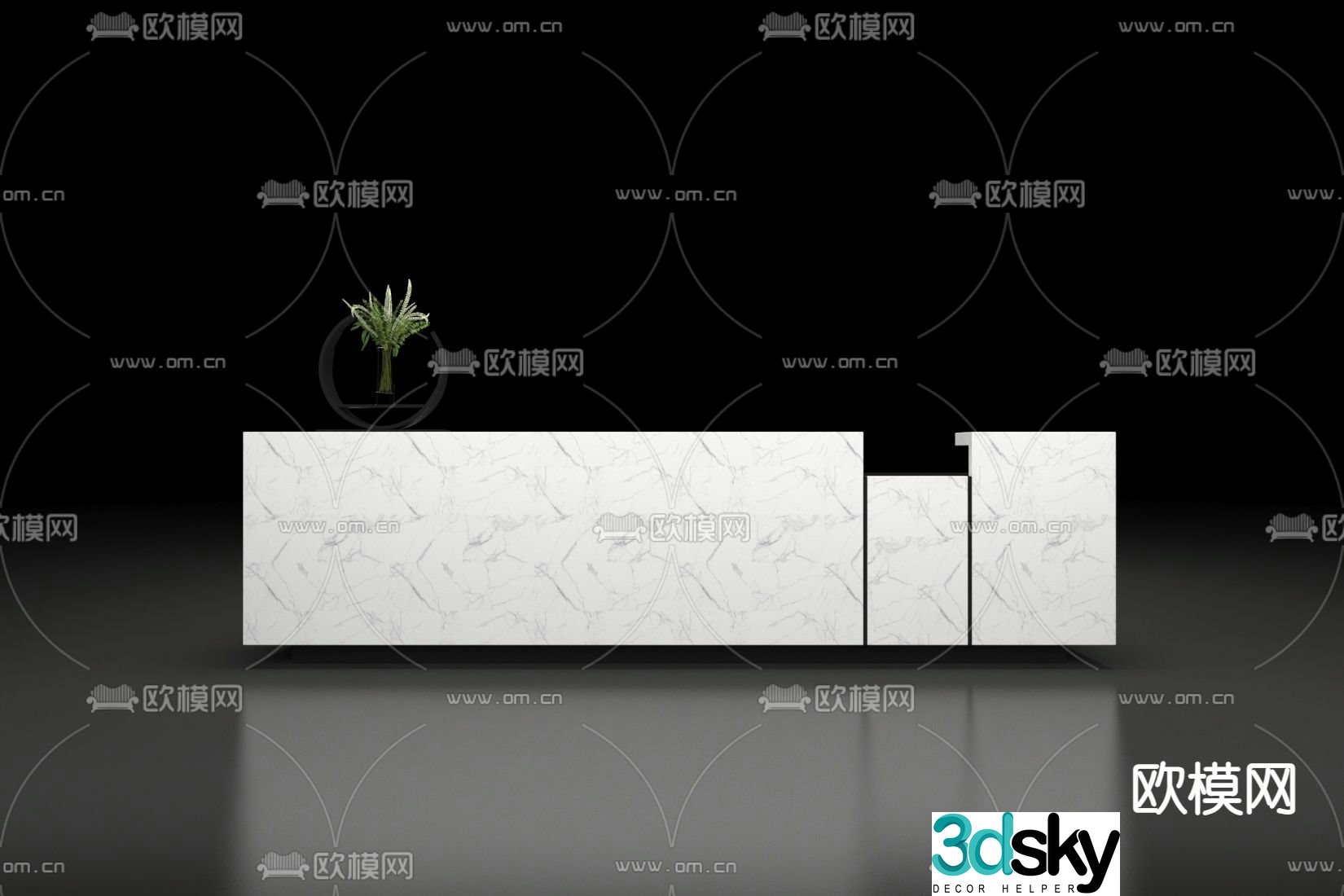 Modern front desk reception desk 3d model