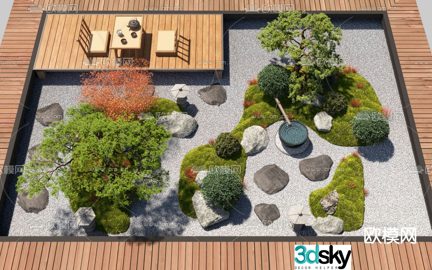 Dry landscape landscape courtyard landscape 3d model