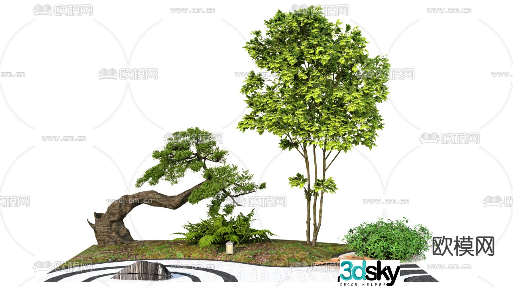 Landscape sketch pine tree landscaping 3D model