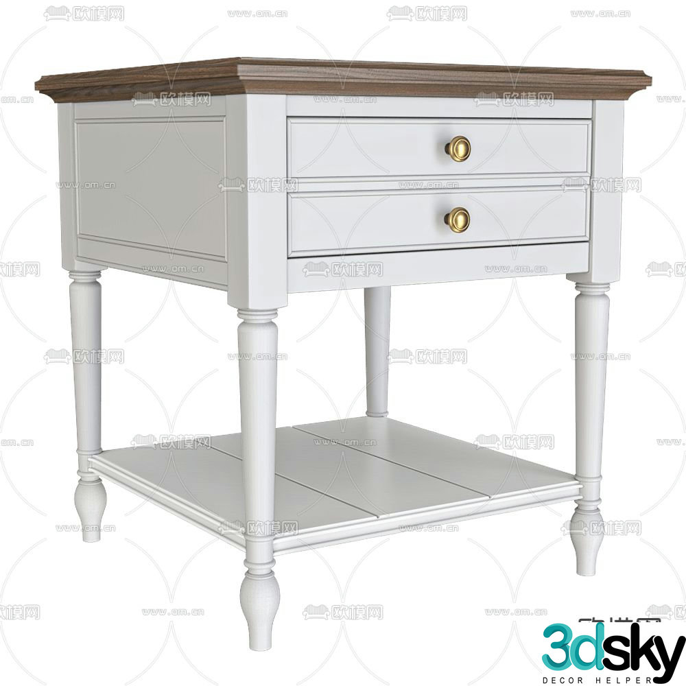 American bedside table 3d model
