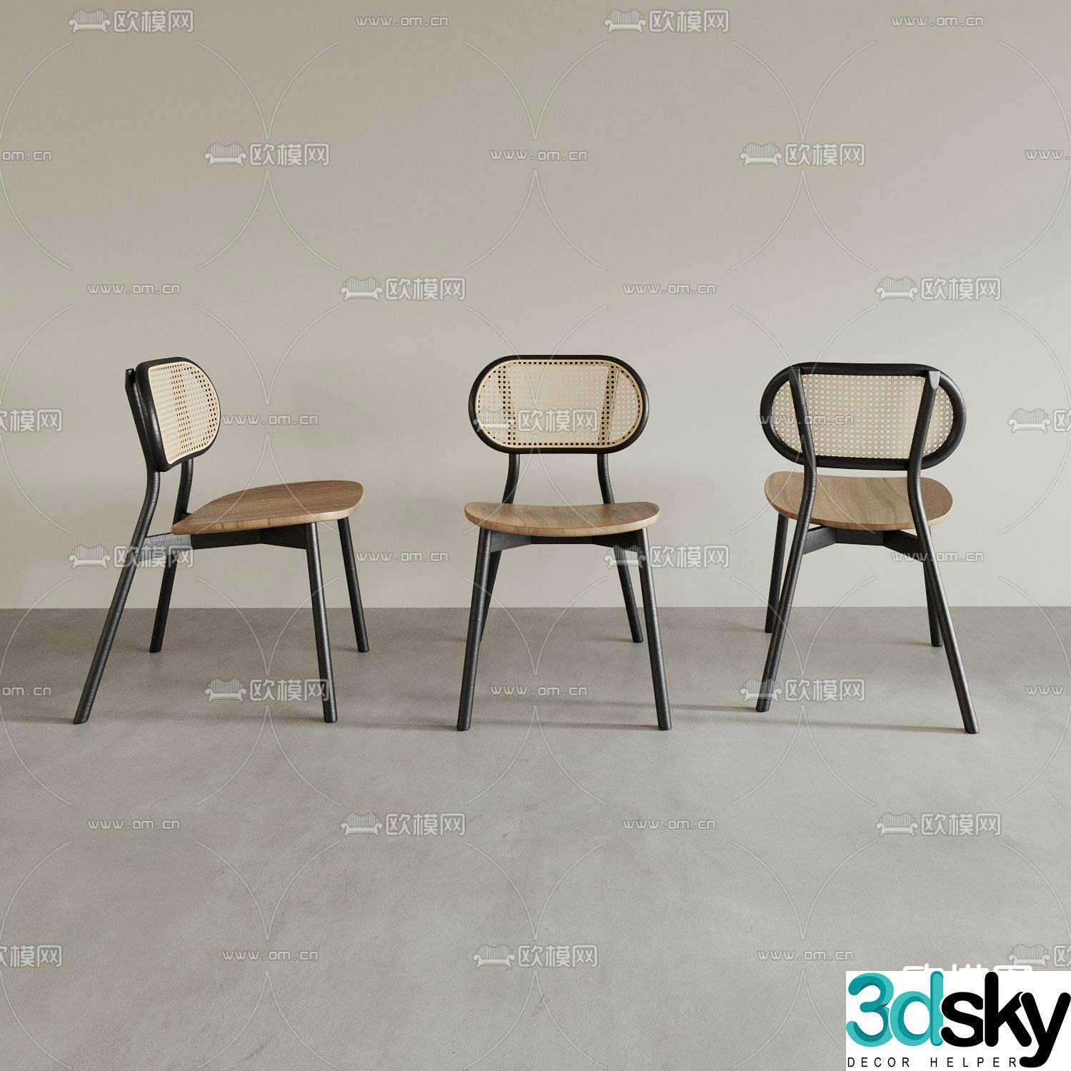 Wabi-sabi chair dining chair 3d model