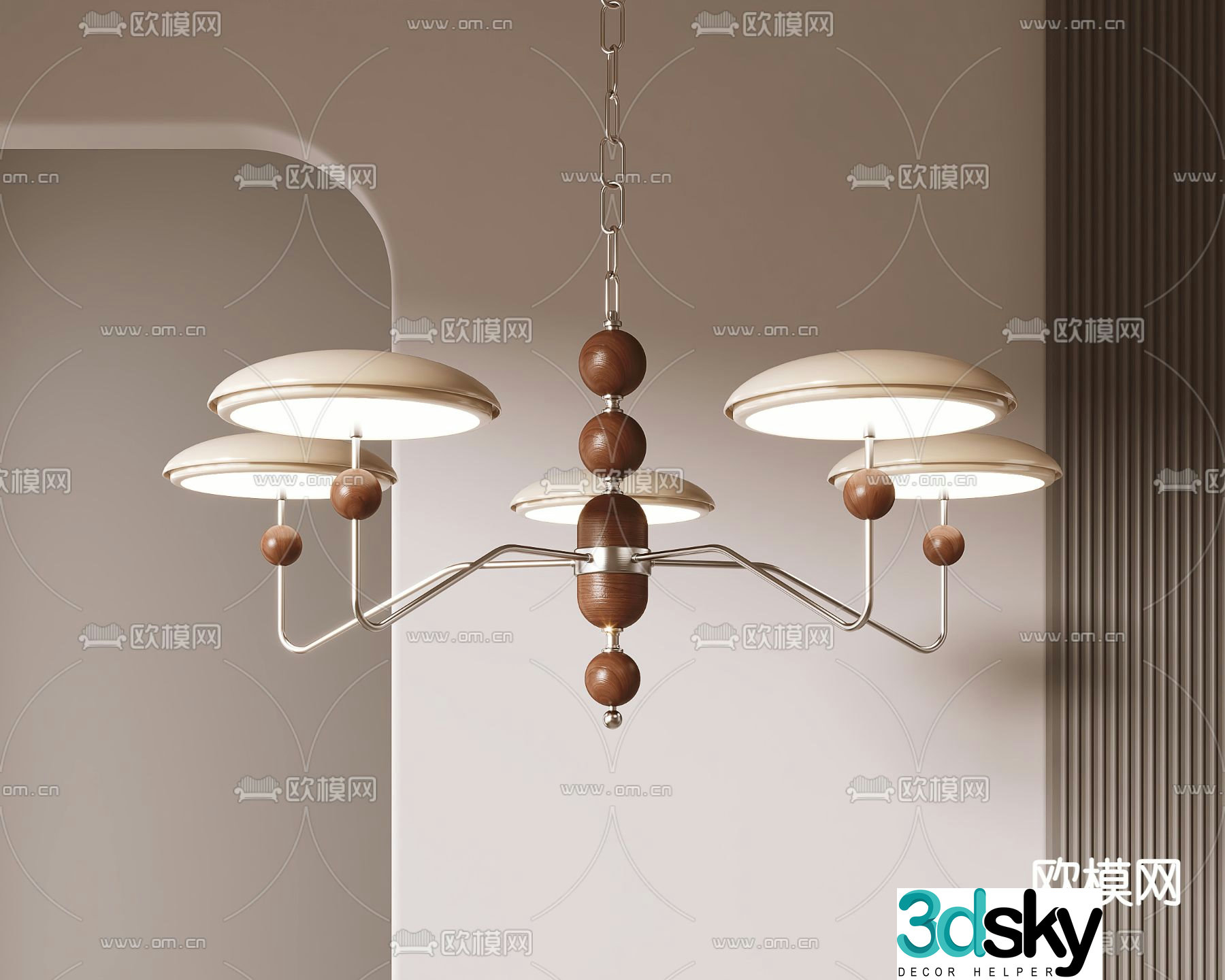 Medieval style chandelier multi-head chandelier 3D model