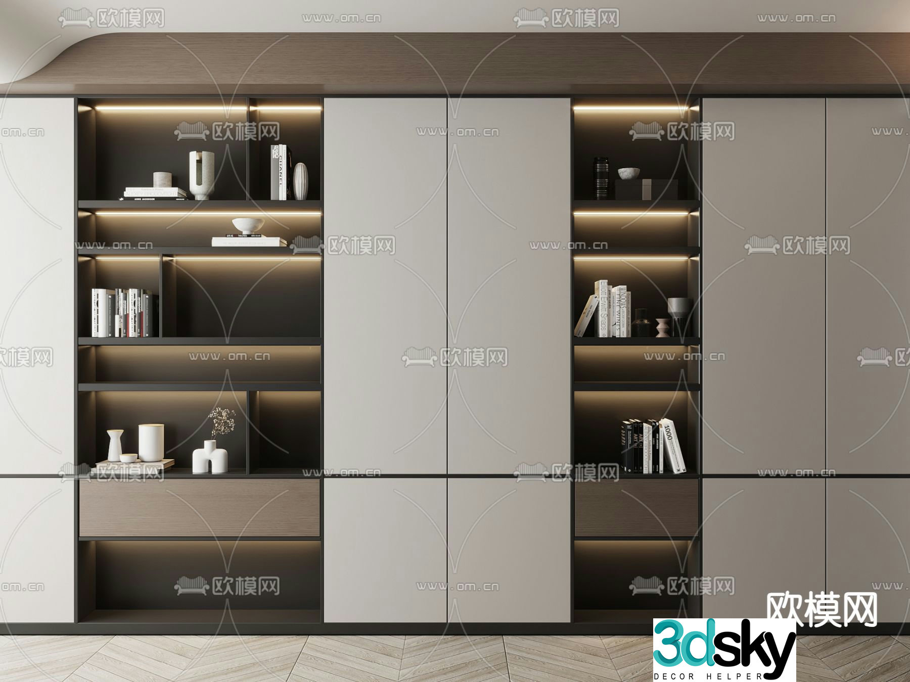 Modern cabinet bookcase 3d model