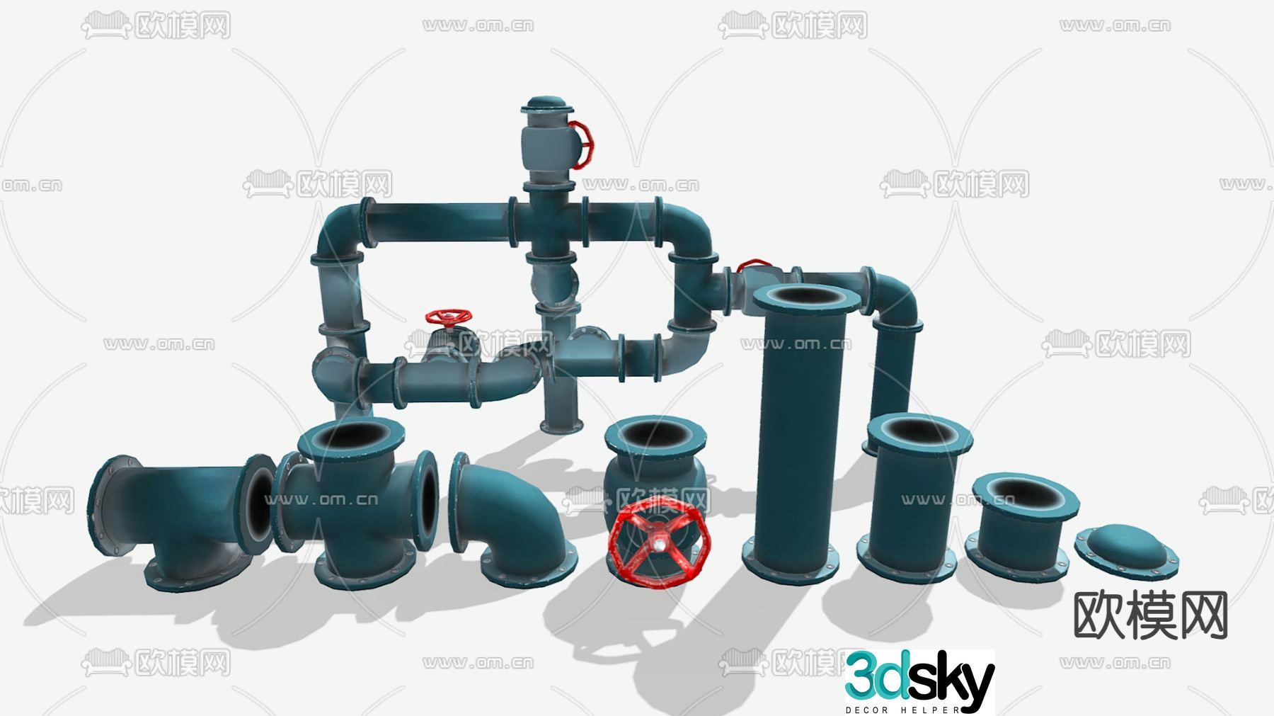Industrial air valve pipe 3d model