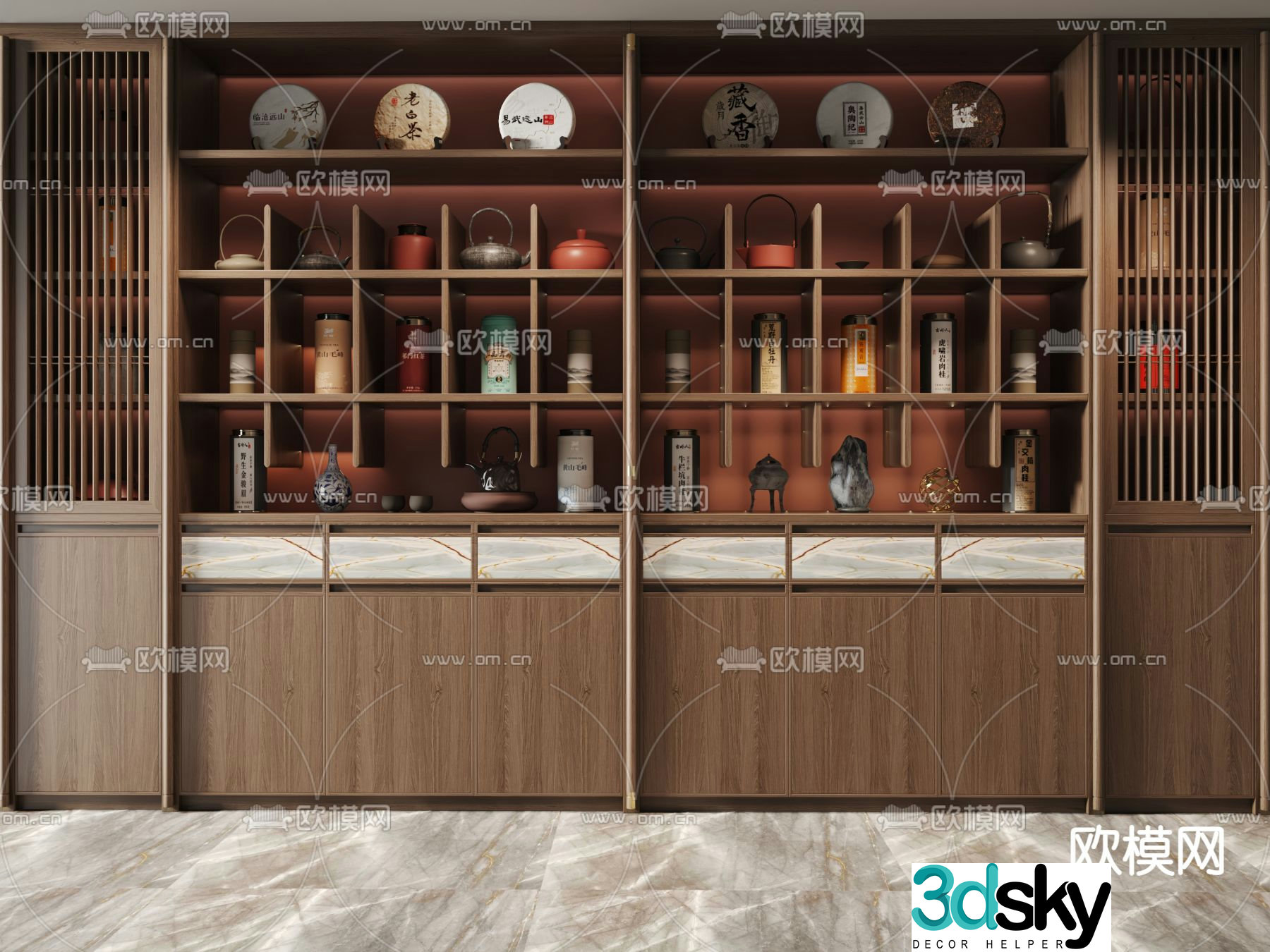 New Chinese style tea cabinet 3D model