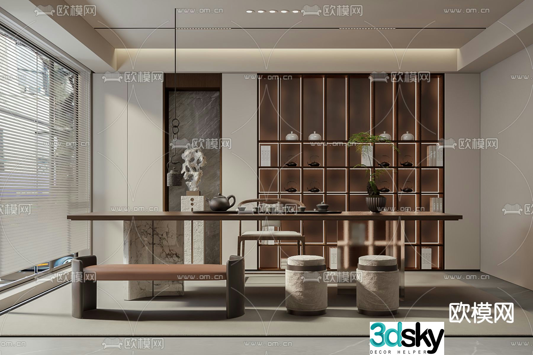 New Chinese tea room 3D model
