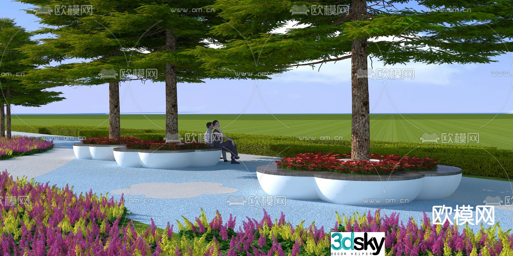 Garden landscape sketch seat 3d model