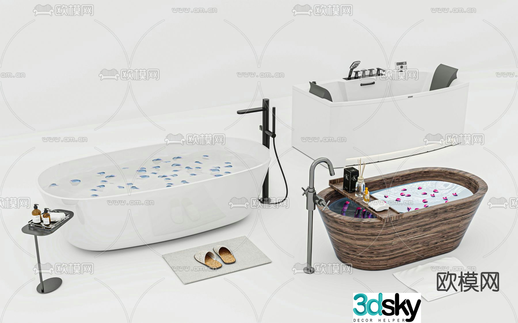 Multifunctional bathtub wooden barrel 3d model