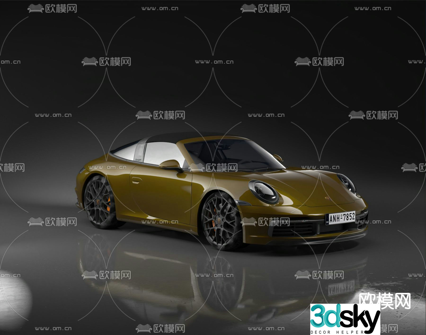 luxury car porsche sports car 3d model