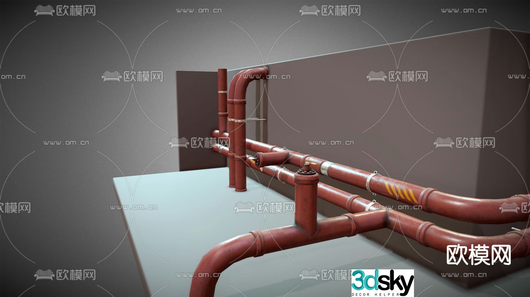 Industrial air valve pipe 3d model