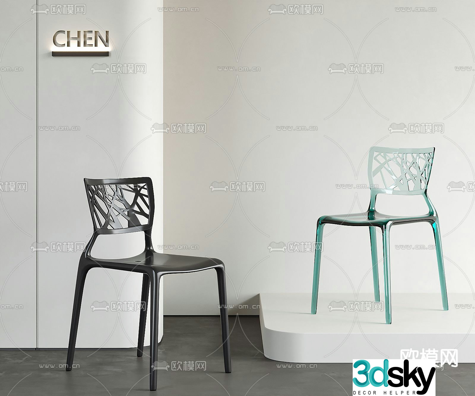Acrylic chair transparent single chair dining chair 3d model