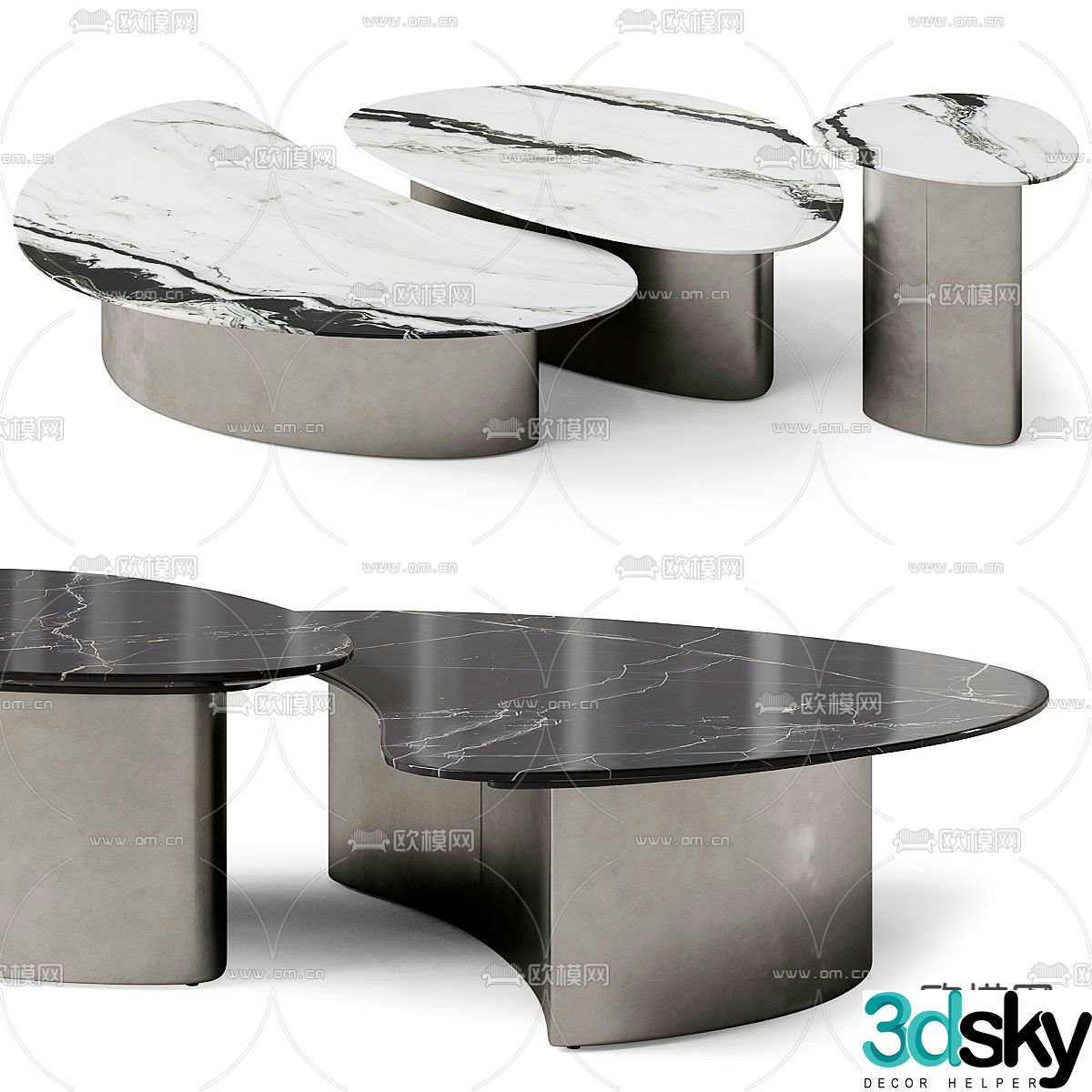 Mother-and-son coffee table combination coffee table 3D model