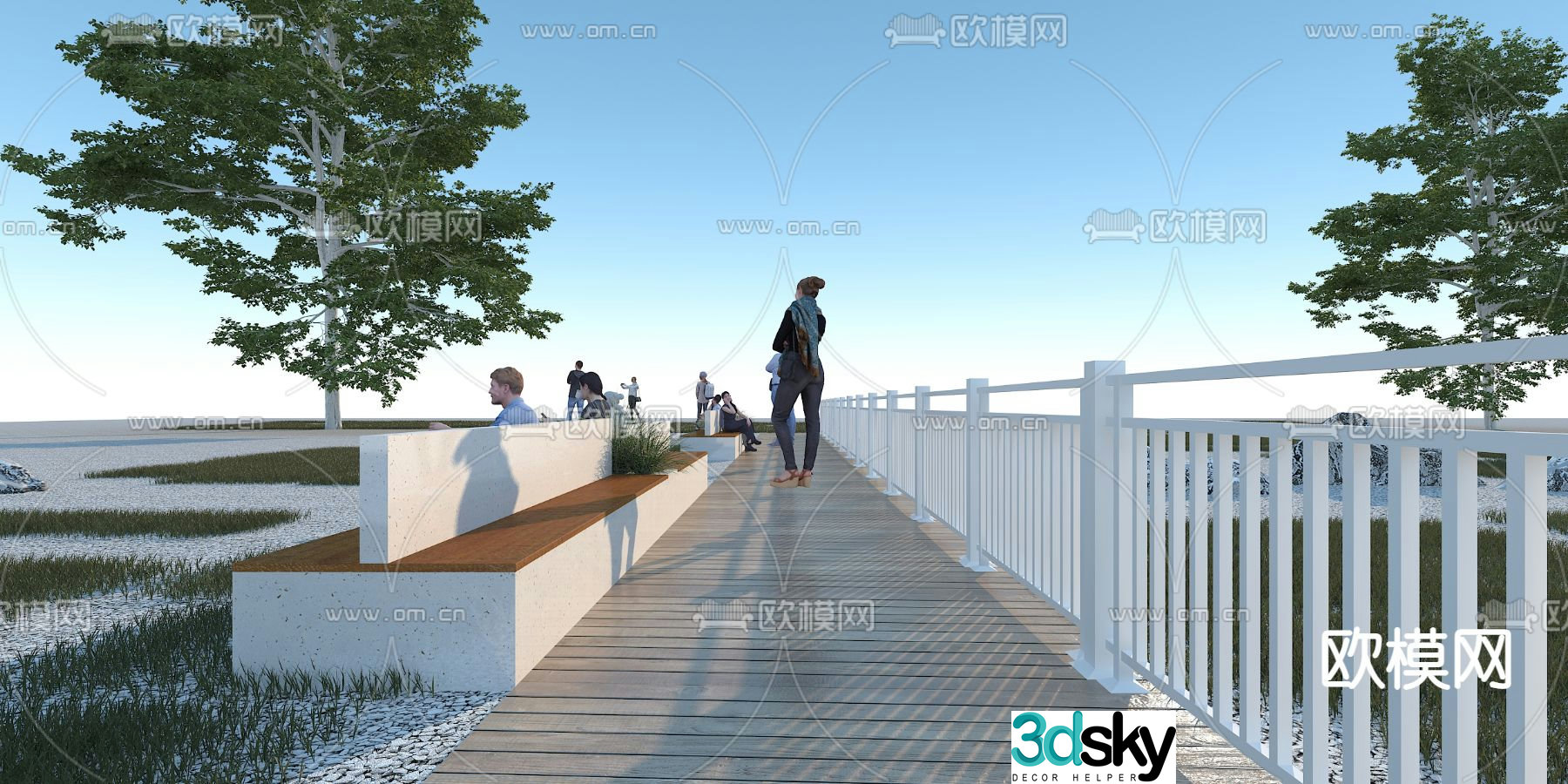 Garden landscape sketch bench 3d model