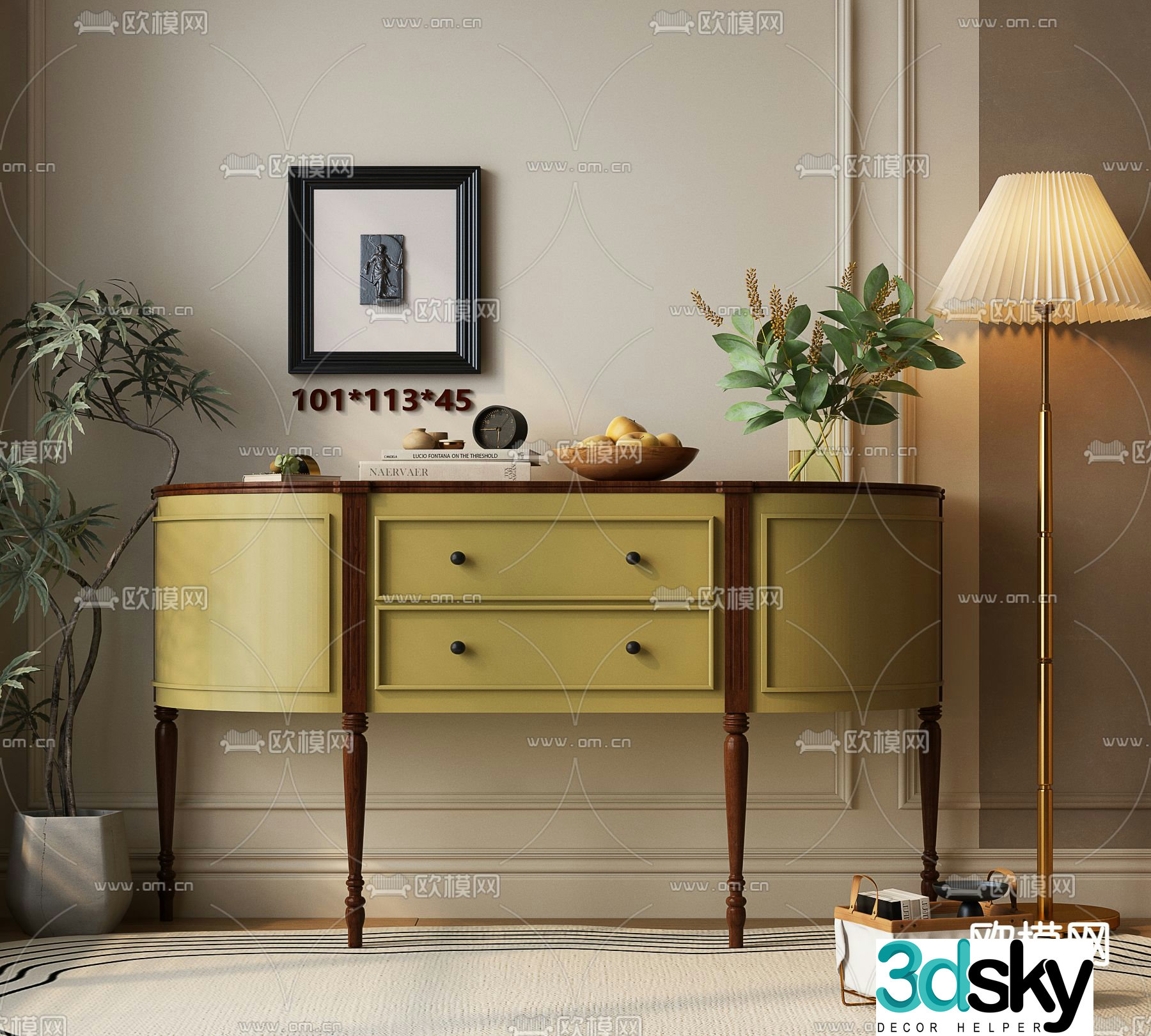 French entryway cabinet Duanjing cabinet 3D model