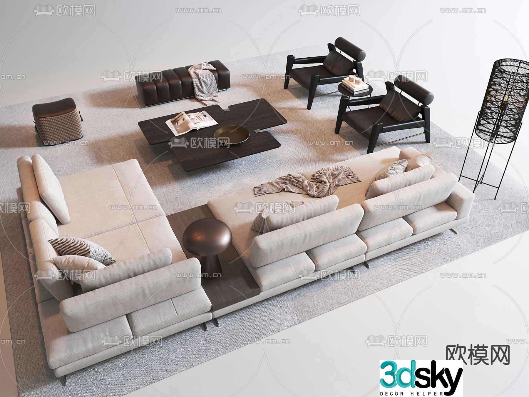 Minotti Italian sectional sofa 3d model