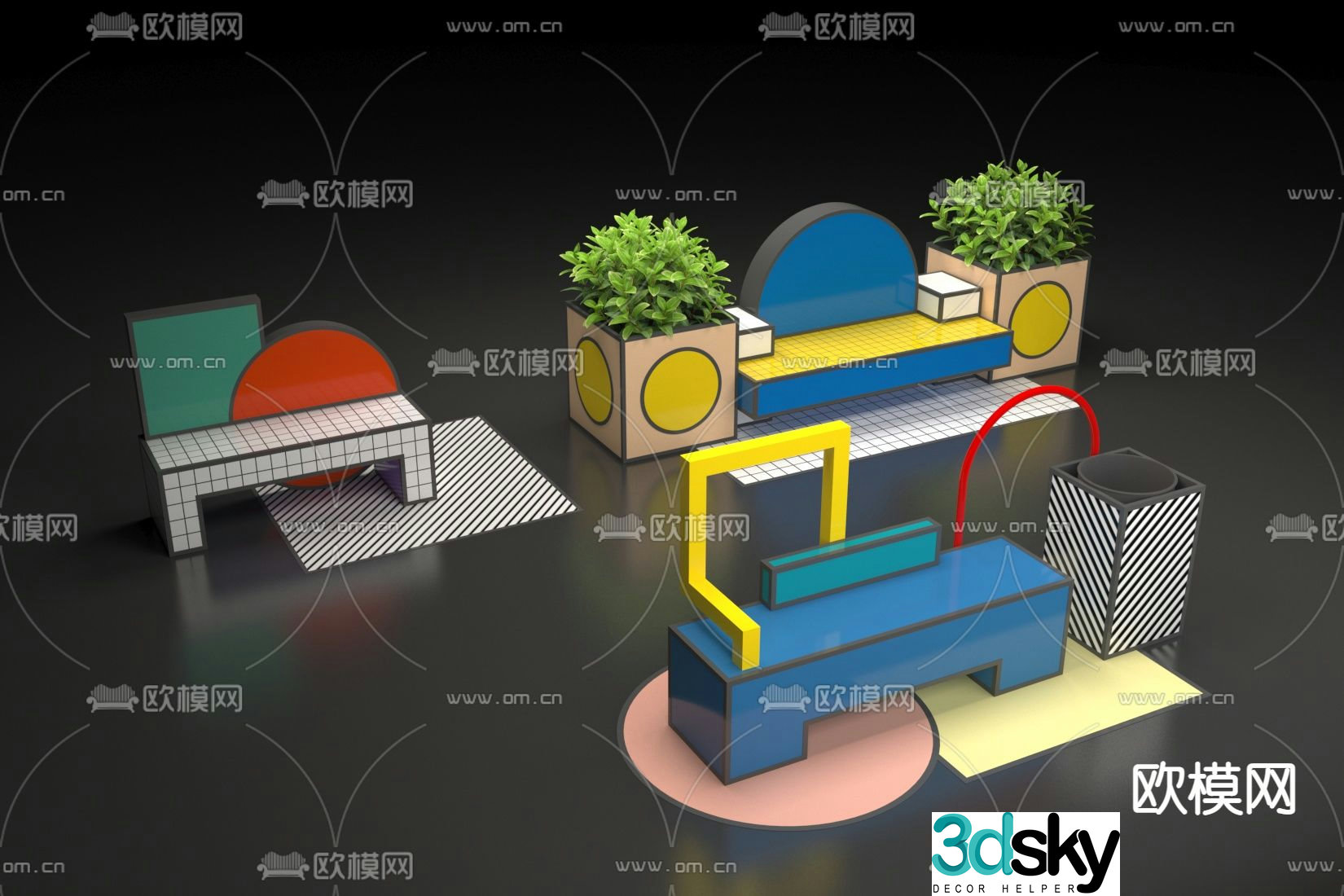 Outdoor leisure area outdoor chair 3d model