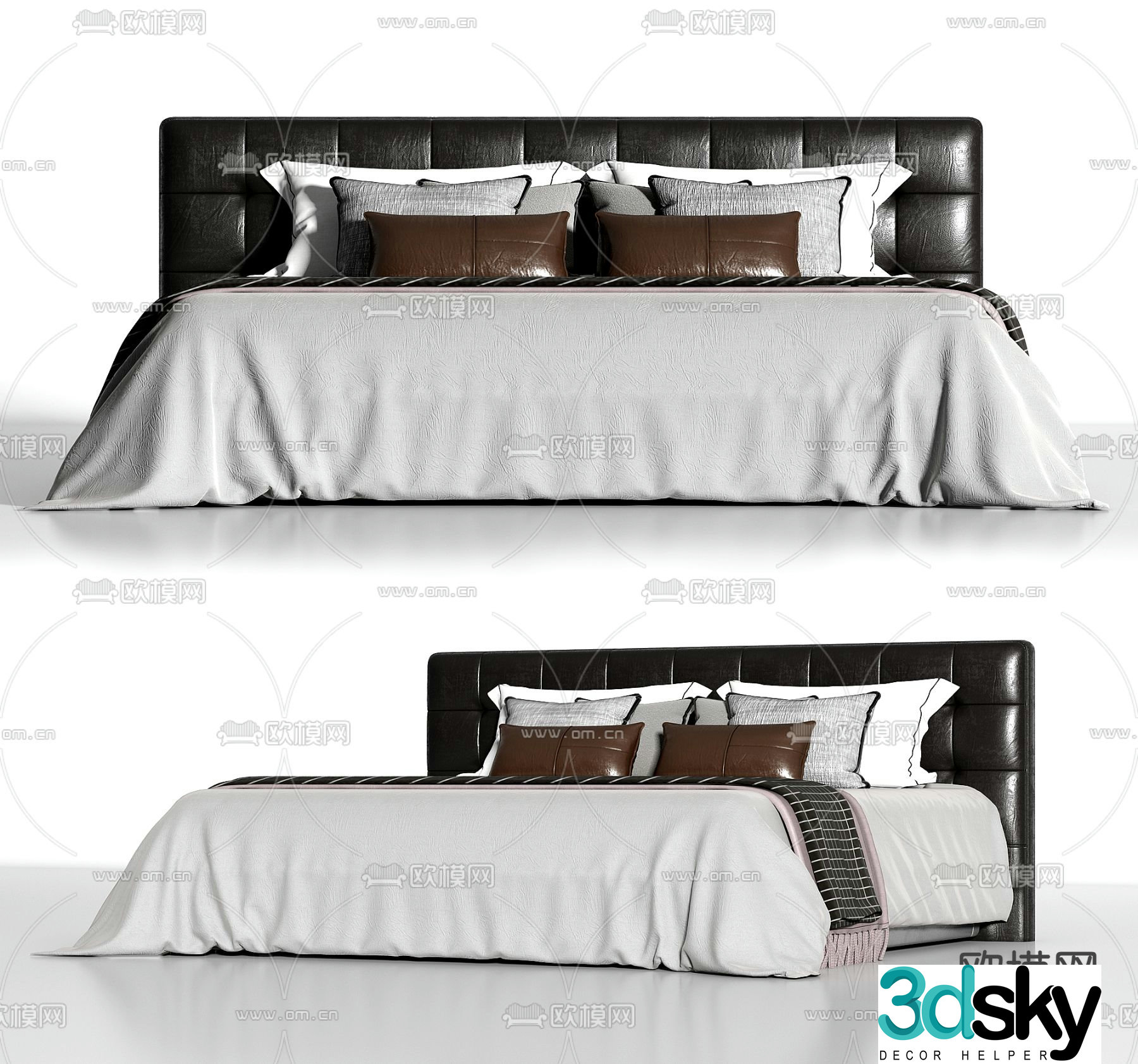 Italian double bed 3d model