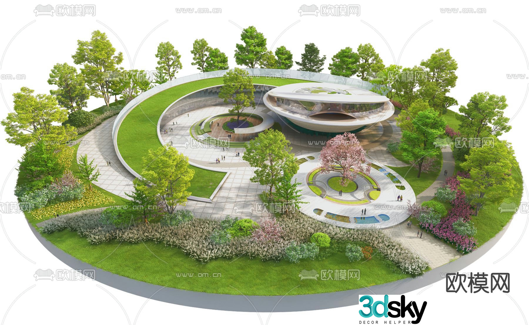 Modern pocket park botanical garden garden landscape 3d model