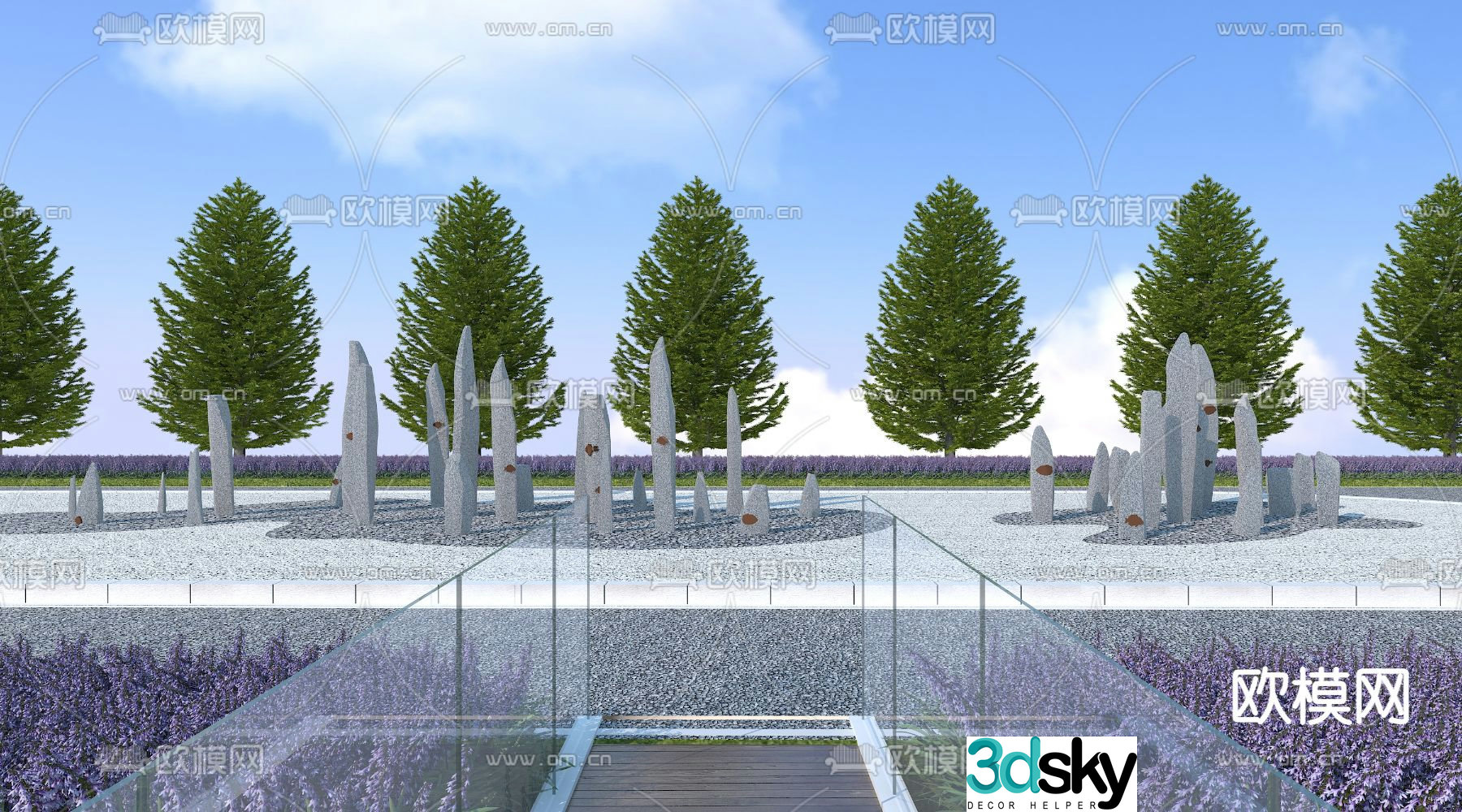 Garden landscape sketch landscape tree 3d model